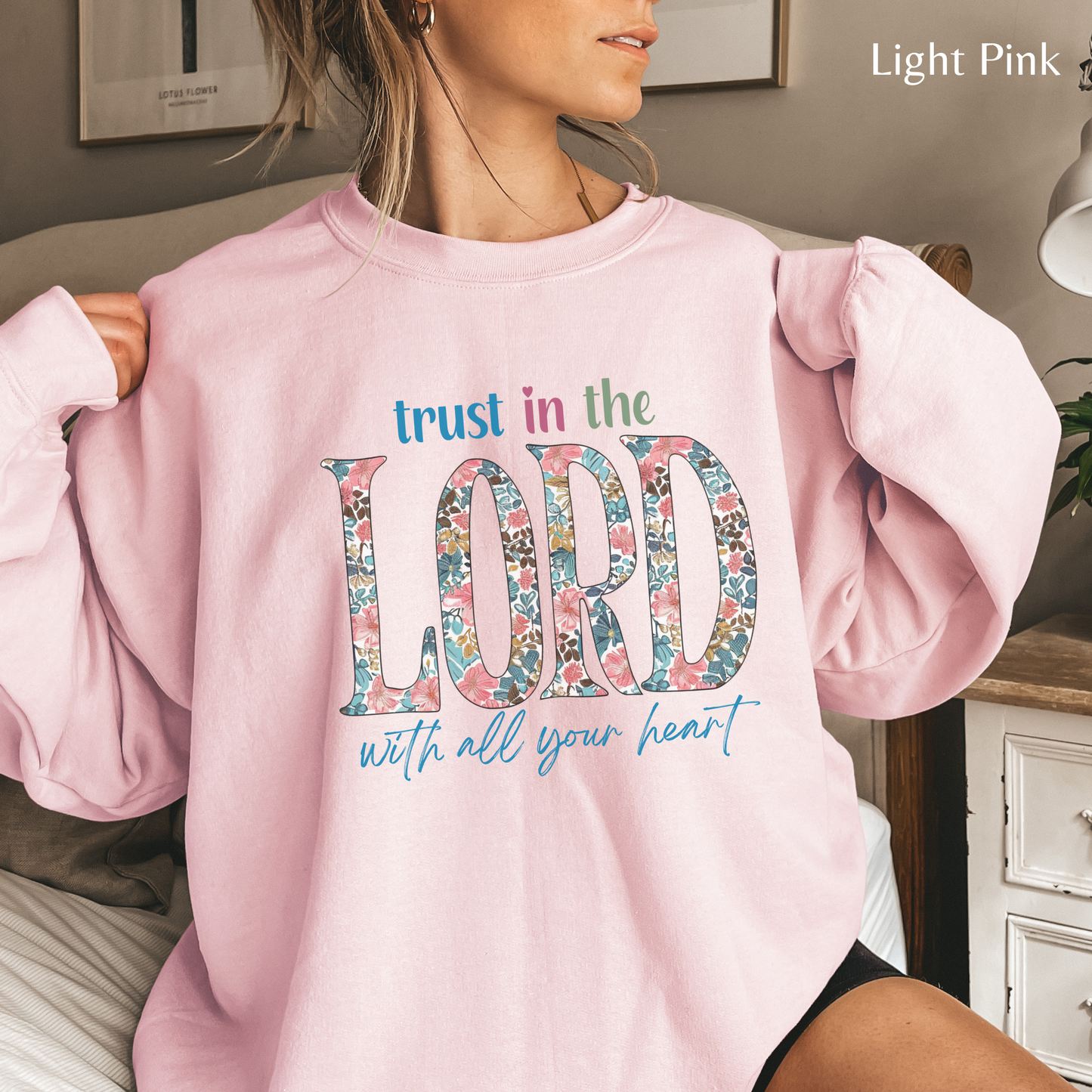 Trust in the Lord with all your Heart Unisex Heavy Blend Crewneck Sweatshirt, Christian Merch, Christian Streetwear, Ministry Shirt, Faith Based Shirt, Jesus Apparel