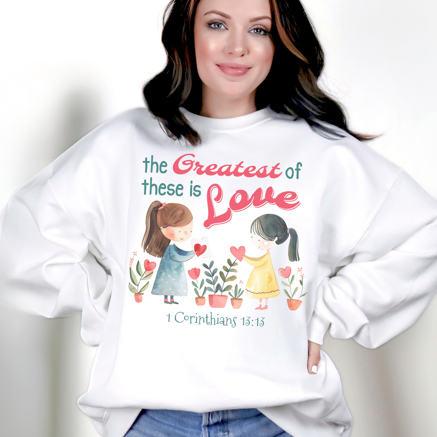 The Greatest of These is Love Unisex Heavy Blend Crewneck Sweatshirt, Christian Merch, Christian Streetwear, Ministry Shirt, Faith Based Shirt, Jesus Apparel