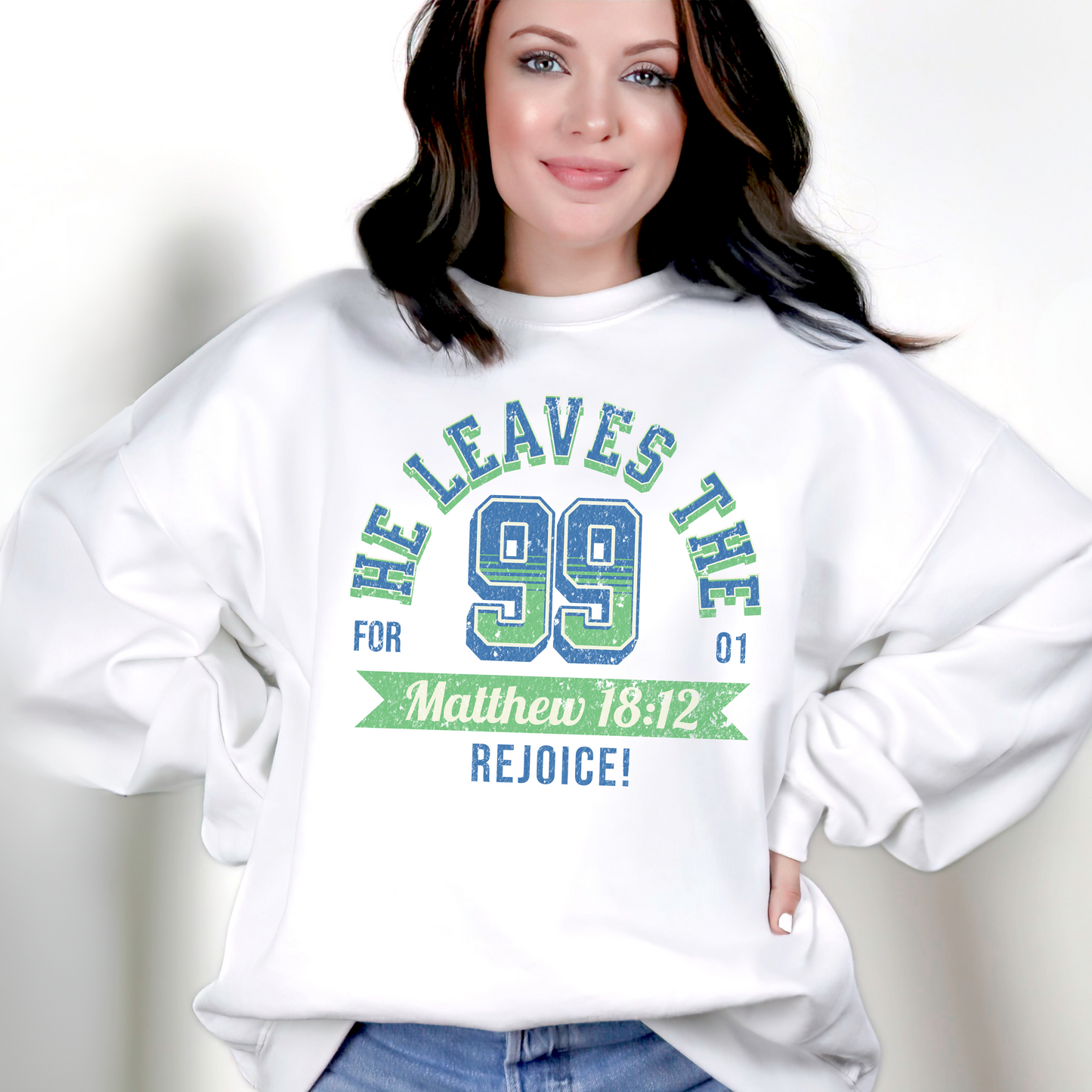 He Leaves the 99 Unisex Heavy Blend Crewneck Sweatshirt, Christian Merch, Christian Streetwear, Ministry Shirt, Faith Based Shirt, Jesus Apparel