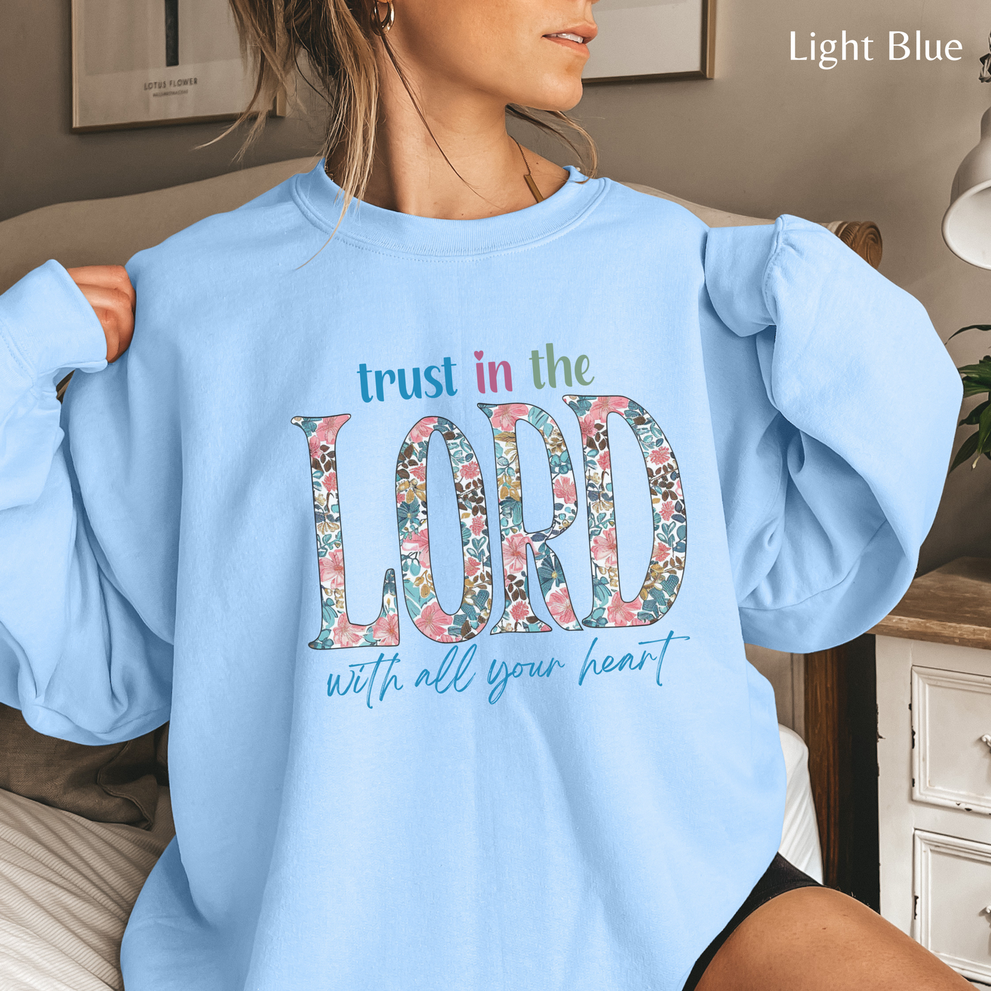 Trust in the Lord with all your Heart Unisex Heavy Blend Crewneck Sweatshirt, Christian Merch, Christian Streetwear, Ministry Shirt, Faith Based Shirt, Jesus Apparel