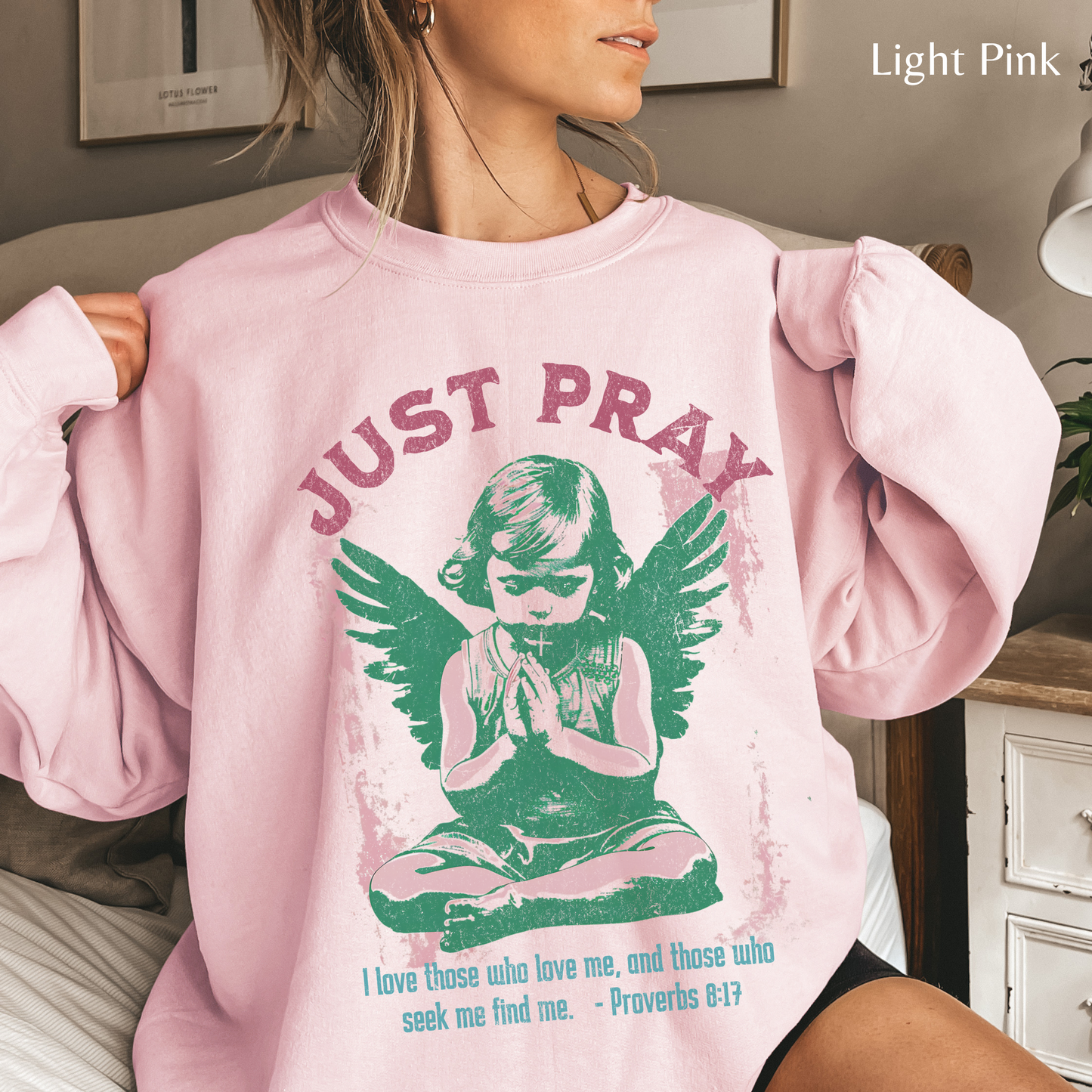 Just Pray Sweatshirt, Unisex Heavy Blend™ Crewneck, Christian Streetwear, Jesus Apparel, Inspirational Clothing, Faith Based Apparel