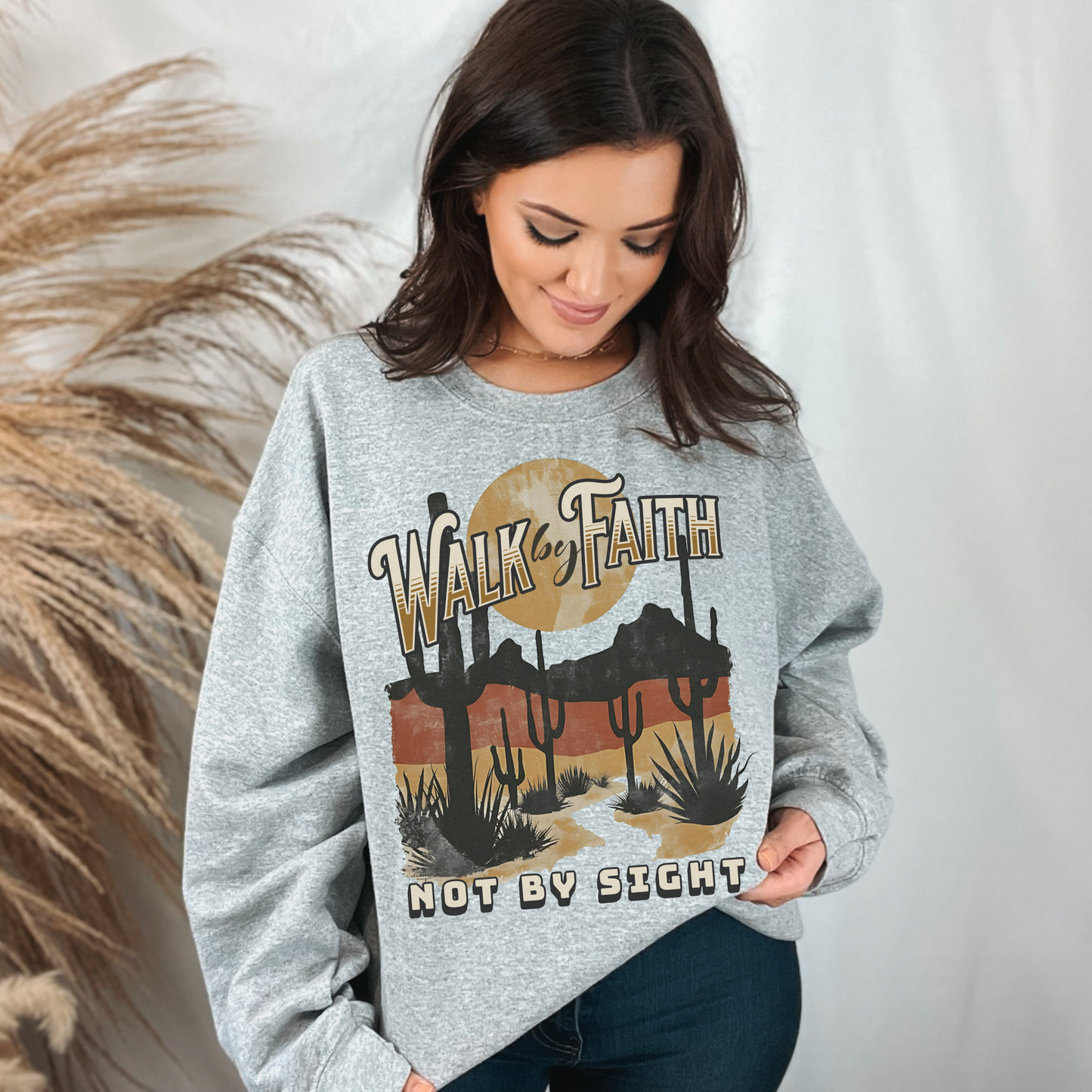 Walk by Faith Sweatshirt, Unisex Heavy Blend Crewneck, Jesus is the Reason, Jesus is King, Christian Merch, Glory to God