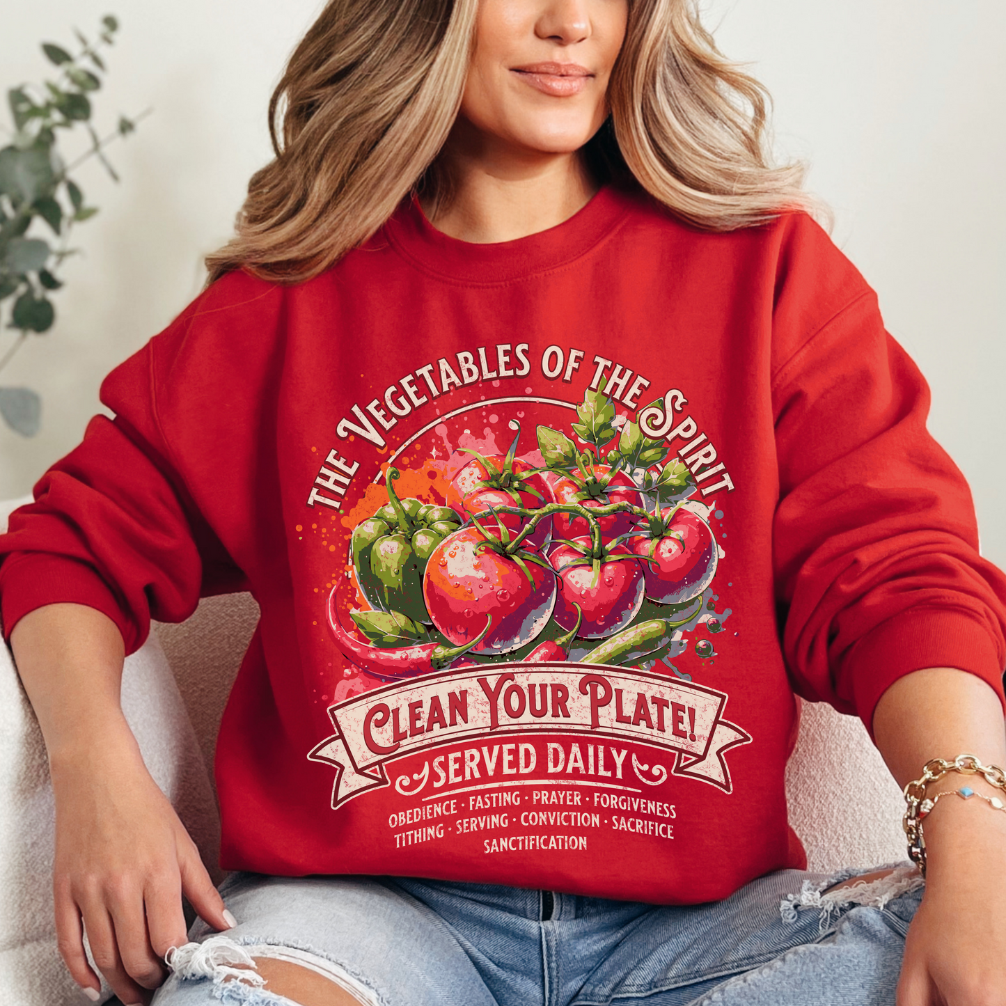 Vegetables of the Spirit Unisex Heavy Blend Crewneck Sweatshirt, Humorous Christian Merch, Christian Streetwear, Ministry Shirt, Faith Based Shirt, Praise Sweater