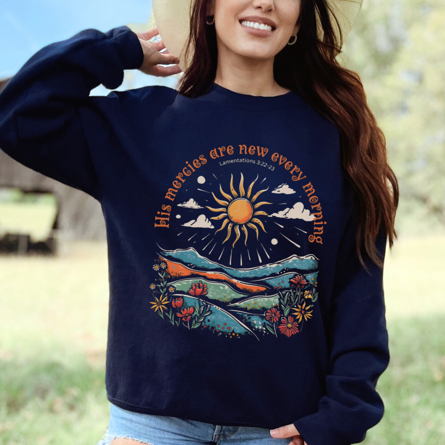His Mercies are New Every Morning Unisex Heavy Blend Crewneck Sweatshirt, Christian Merch, Christian Streetwear, Ministry Shirt, Faith Based Shirt, Jesus Apparel
