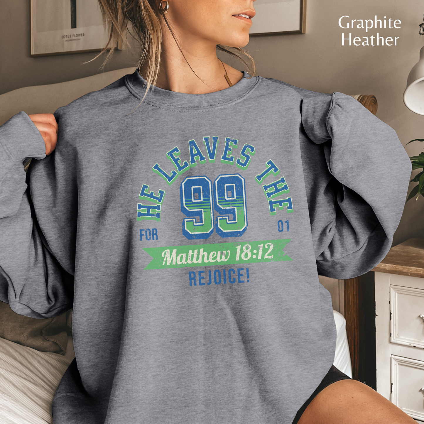 He Leaves the 99 Unisex Heavy Blend Crewneck Sweatshirt, Christian Merch, Christian Streetwear, Ministry Shirt, Faith Based Shirt, Jesus Apparel