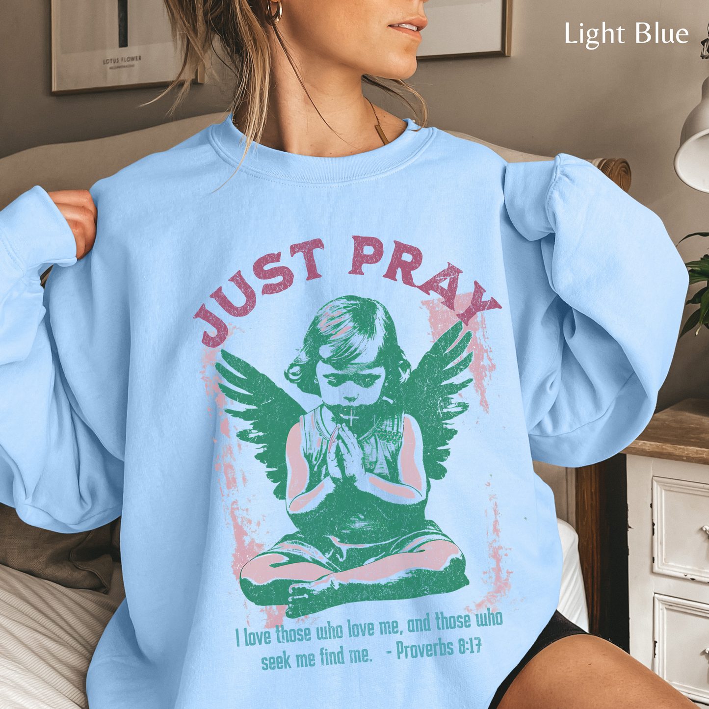 Just Pray Sweatshirt, Unisex Heavy Blend™ Crewneck, Christian Streetwear, Jesus Apparel, Inspirational Clothing, Faith Based Apparel
