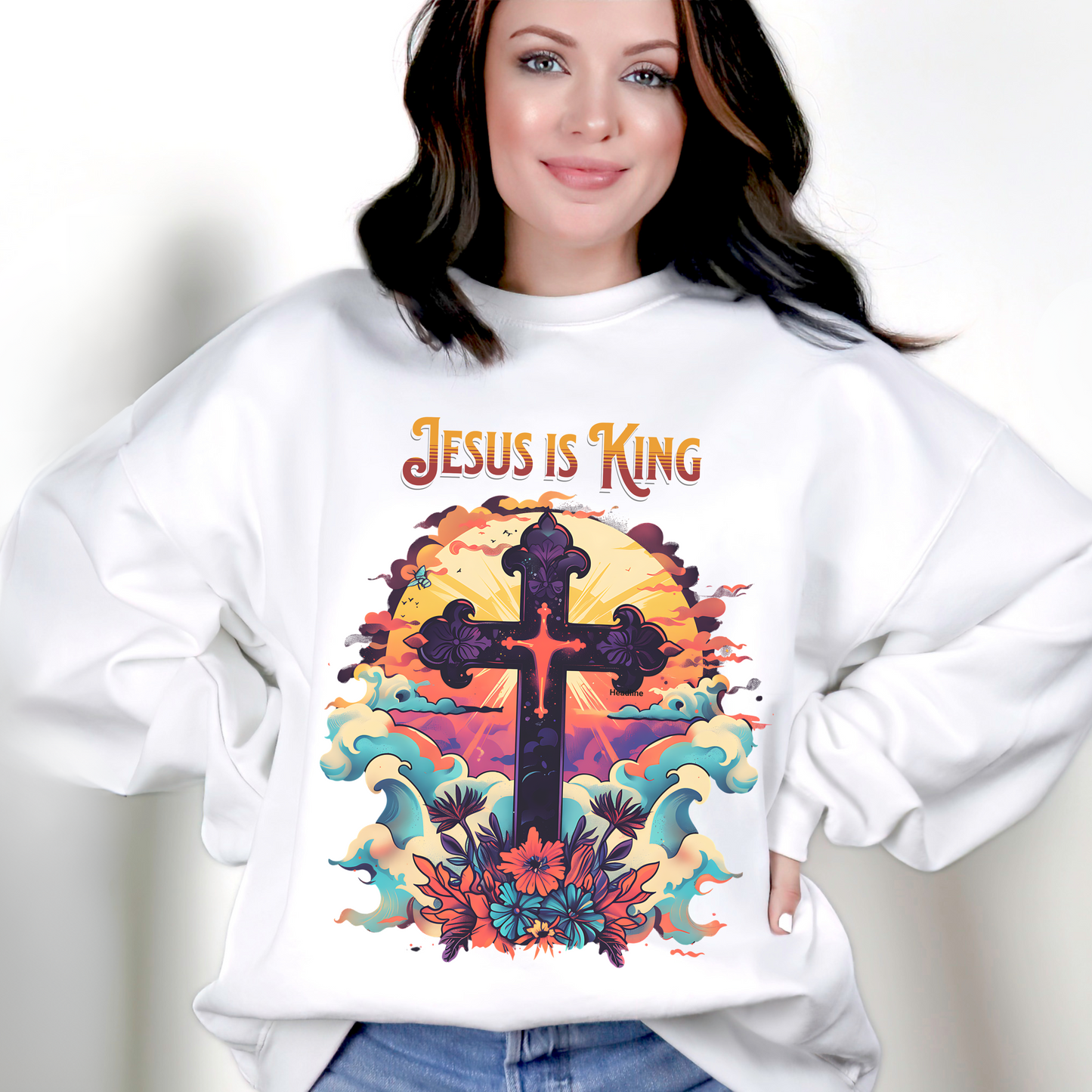 Jesus is King Unisex Heavy Blend™ Crewneck Sweatshirt, Christian Merch, Christian Streetwear, Ministry Shirt, Jesus Apparel, Jesus Freak Tee