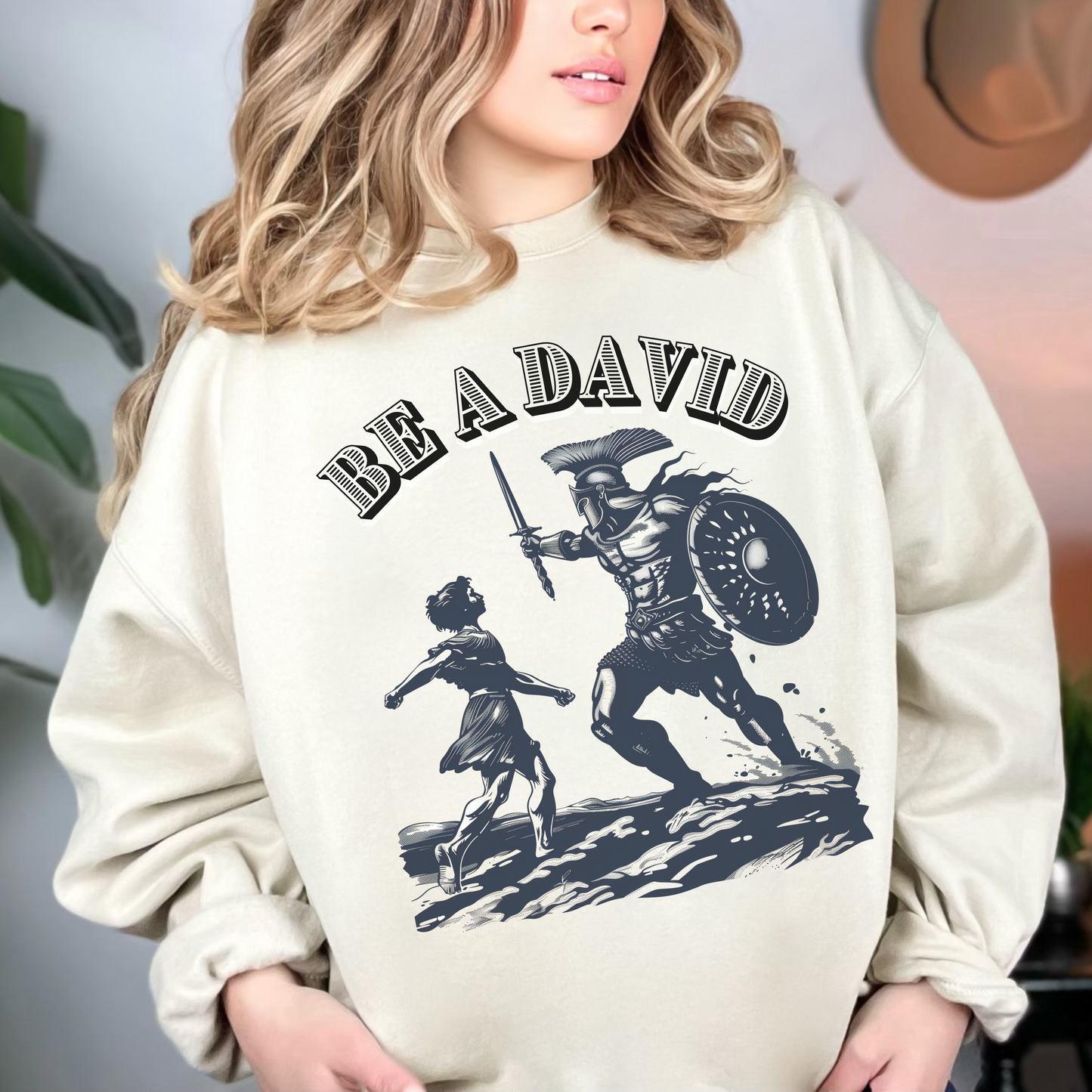 Be a David Unisex Heavy Blend Crewneck Sweatshirt, Christian Merch, Christian Streetwear, Ministry Shirt, Faith Based Shirt, Jesus Apparel