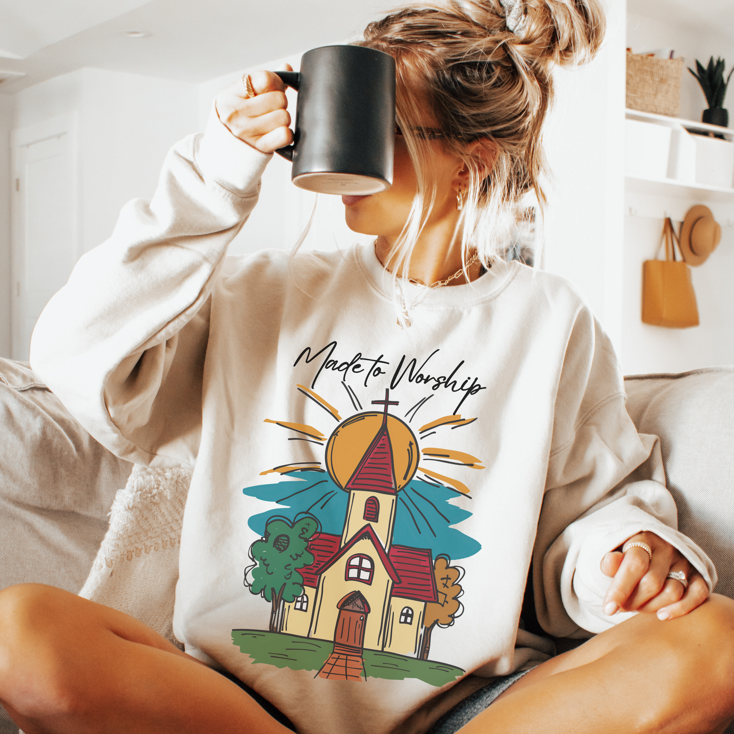 Made to Worship Sweatshirt, Unisex Heavy Blend™ Crewneck, Christian Apparel, Biblical Clothing, Inspirational Apparel, Jesus Shirt