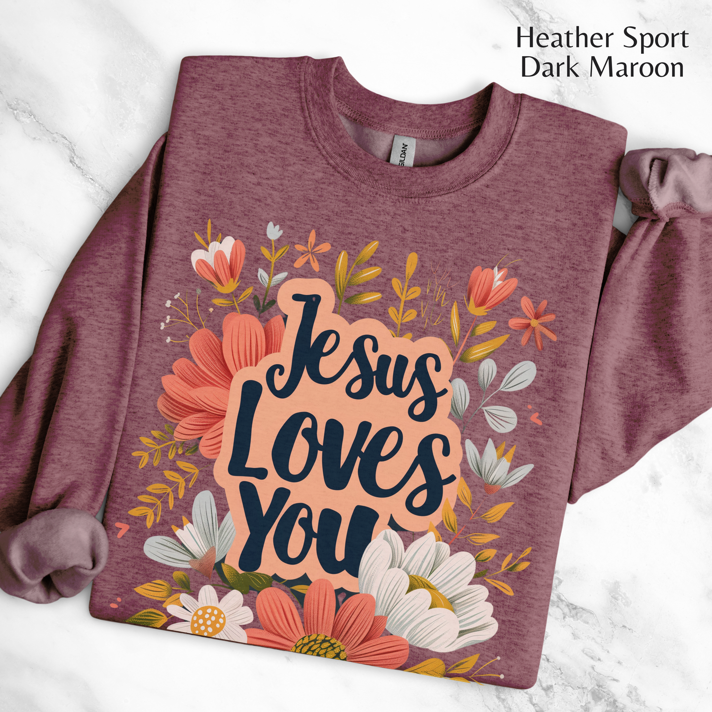 Jesus Loves You Unisex Heavy Blend Crewneck Sweatshirt, Christian Merch, Christian Streetwear, Ministry Shirt, Faith Based Shirt, Jesus Apparel