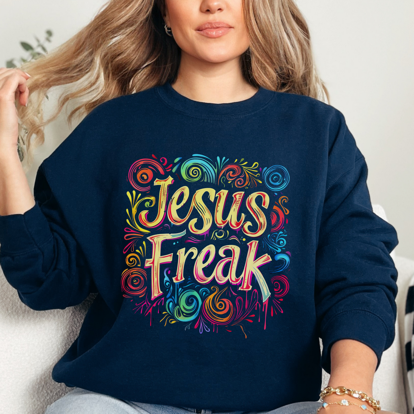 Jesus Freak Unisex Heavy Blend™ Crewneck Sweatshirt, Christian Merch, Christian Streetwear, Ministry Shirt, Jesus Apparel, Religious Tee, Gift for Church Friend