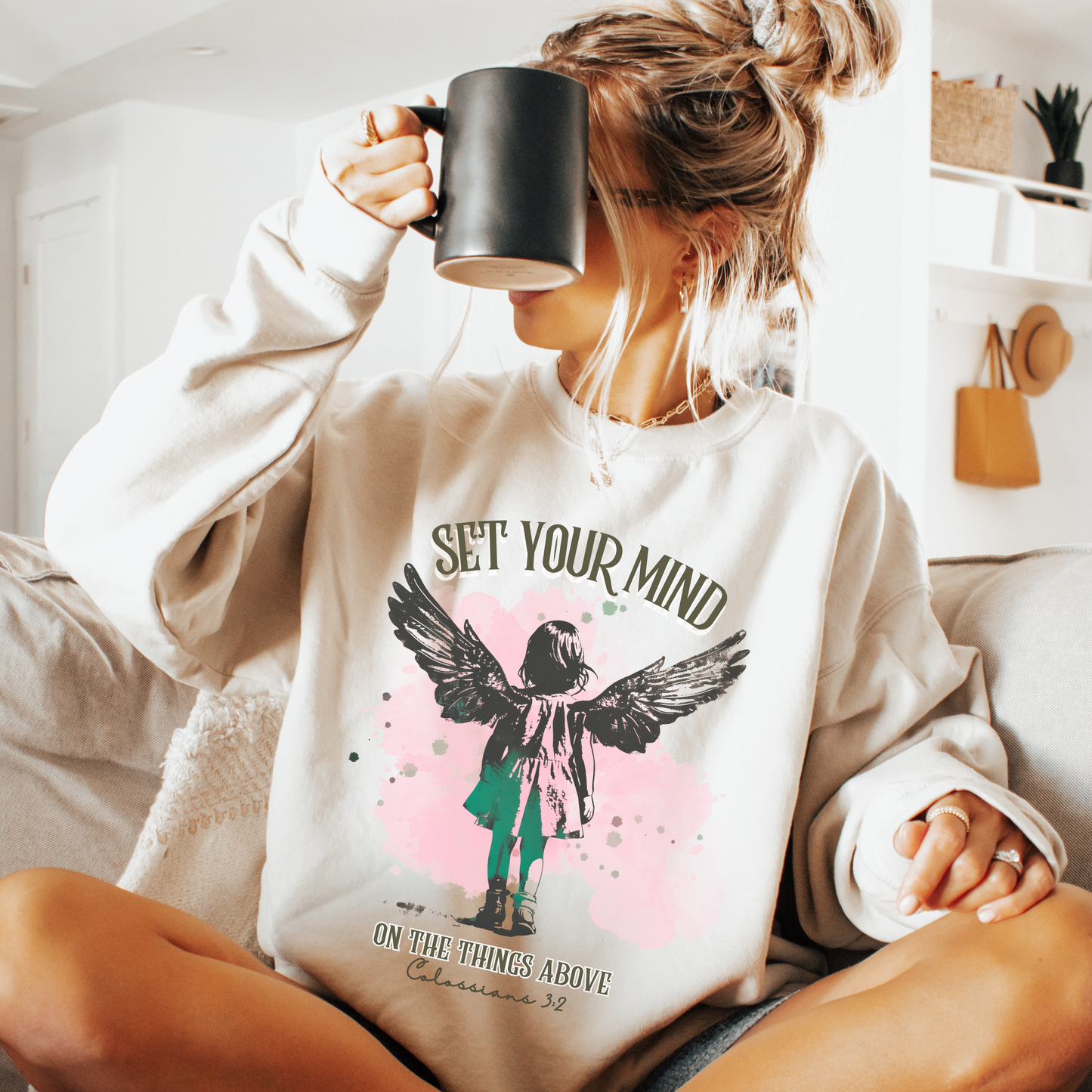Set Your Mind on the Things Above Sweatshirt, Unisex Heavy Blend™ Crewneck, Christian Apparel, Biblical Clothing, Inspirational Apparel, Jesus Shirt