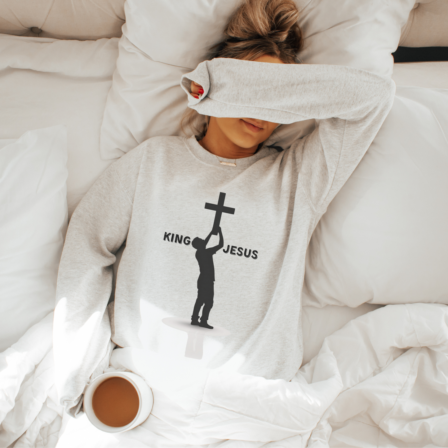 King Jesus Unisex Heavy Blend Crewneck Sweatshirt, Christian Merch, Christian Streetwear, Ministry Shirt, Faith Based Shirt, Jesus Apparel