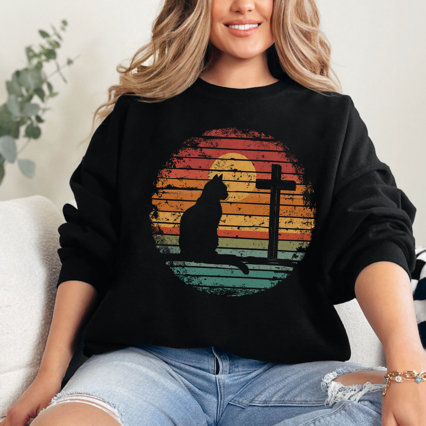 Cats and Jesus Sweatshirt, Unisex Heavy Blend™ Crewneck, Christian Apparel, Biblical Clothing, Inspirational Apparel, Jesus Shirt