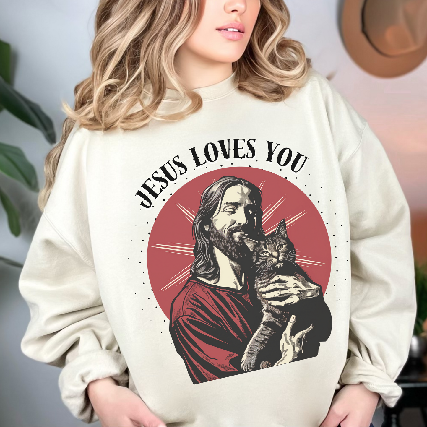 Jesus Loves You Unisex Heavy Blend Crewneck Sweatshirt, Christian Merch, Christian Streetwear, Ministry Shirt, Faith Based Shirt, Jesus Apparel