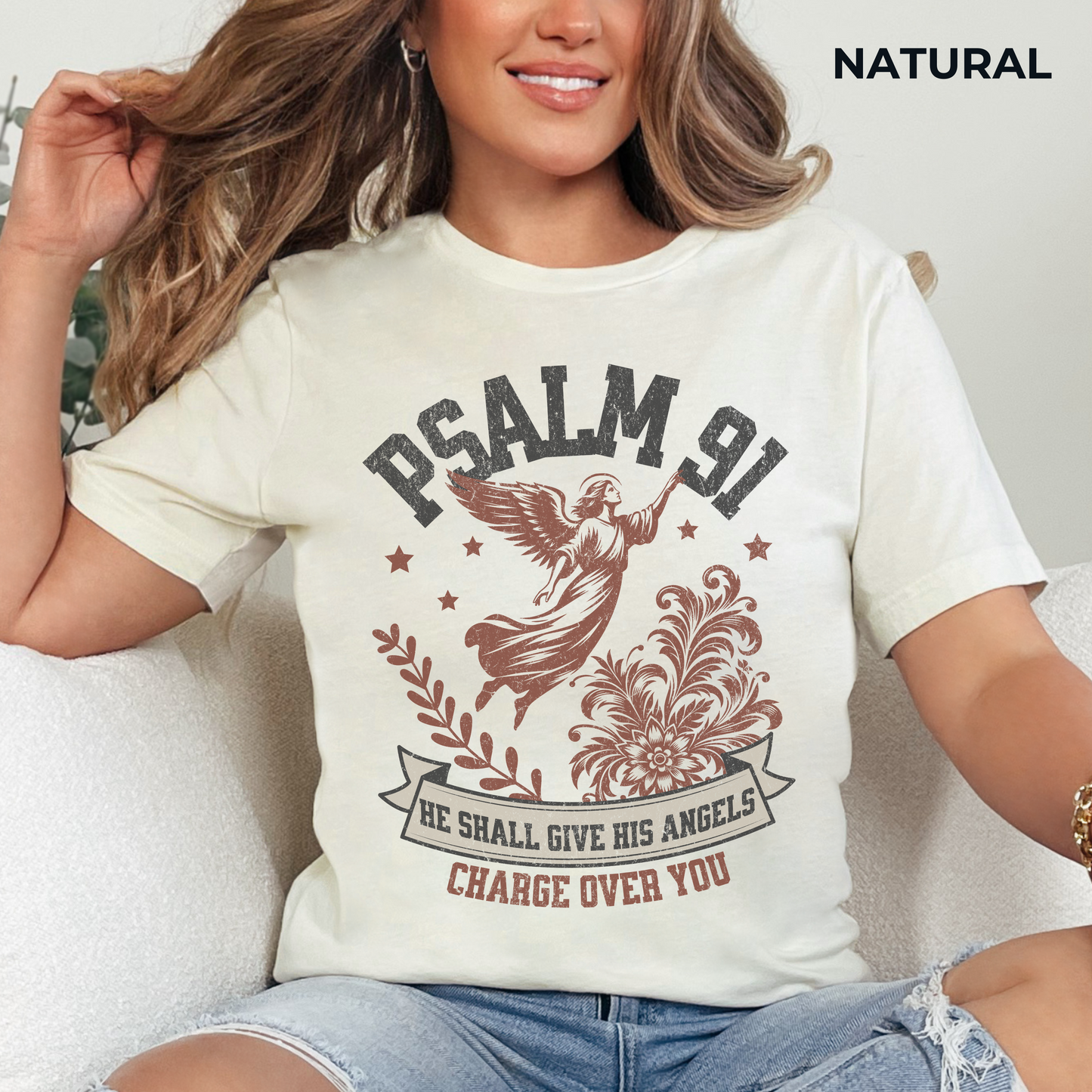 Psalm 91 T-Shirt - Unisex Jersey Short Sleeve Tee, Christian Merch, Christian Streetwear, Faith Based Shirt, Jesus Apparel