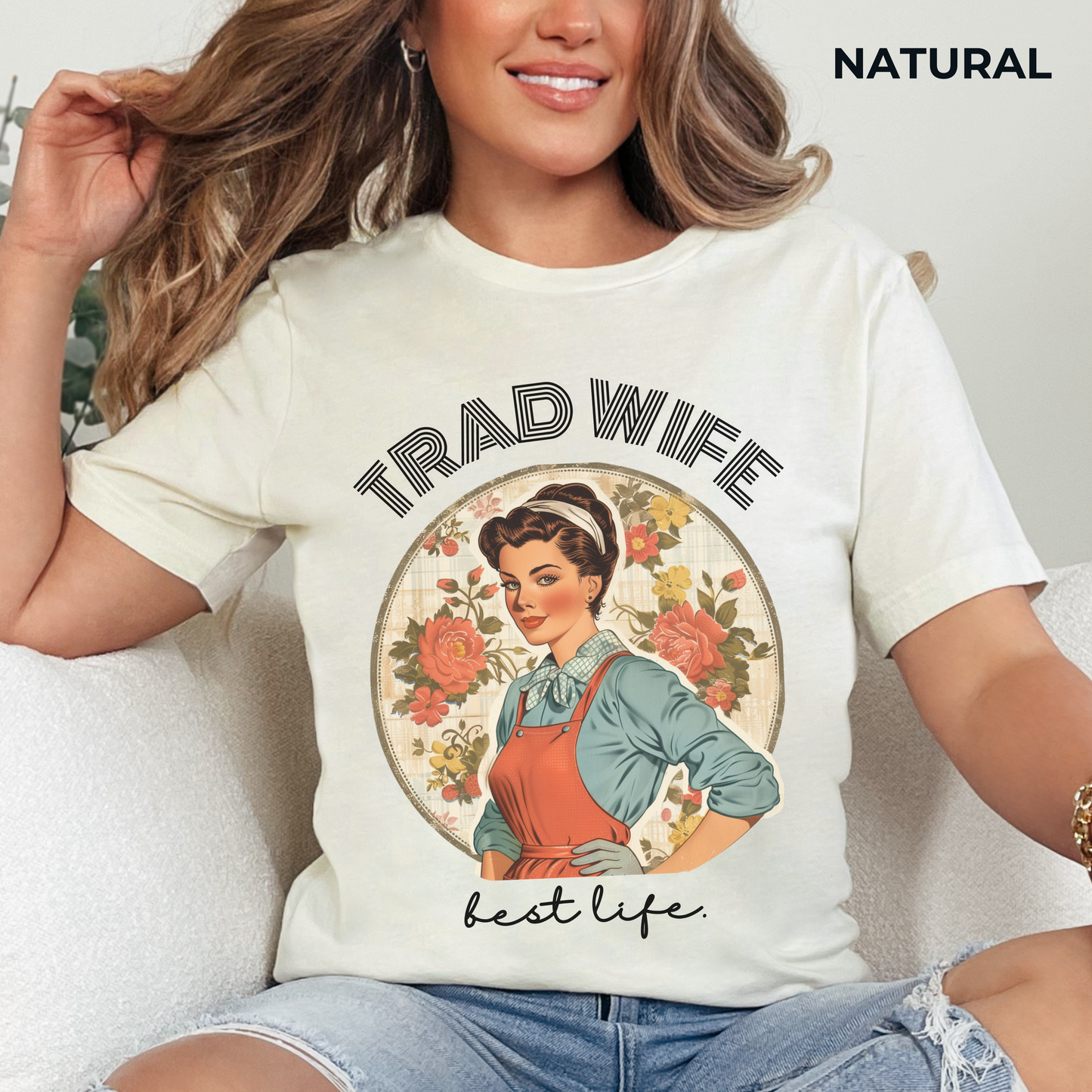 Trad Wife Jersey T-Shirt, Wifey, Traditional Wife Tee, Wifely Gift, Vintage Housewife Shirt, Real Housewife Gift, Wifely Gift, 1950s Housewife