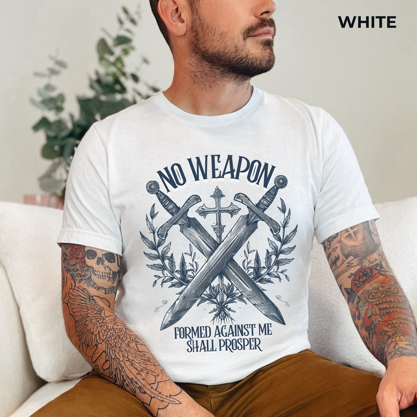 No Weapon Formed Against Me T-shirt - Unisex Jersey Short Sleeve Tee, Christian Merch, Christian Streetwear, Faith Based Shirt, Christian Apparel, Christian Shirts