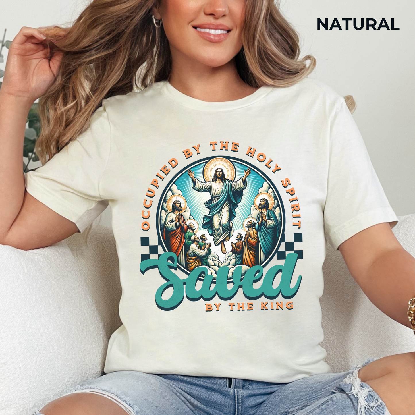 Occupied by the Holy Spirit T-Shirt, Unisex Jersey Crewneck, Jesus is the Reason, Jesus is King, Christian Merch, Glory to God
