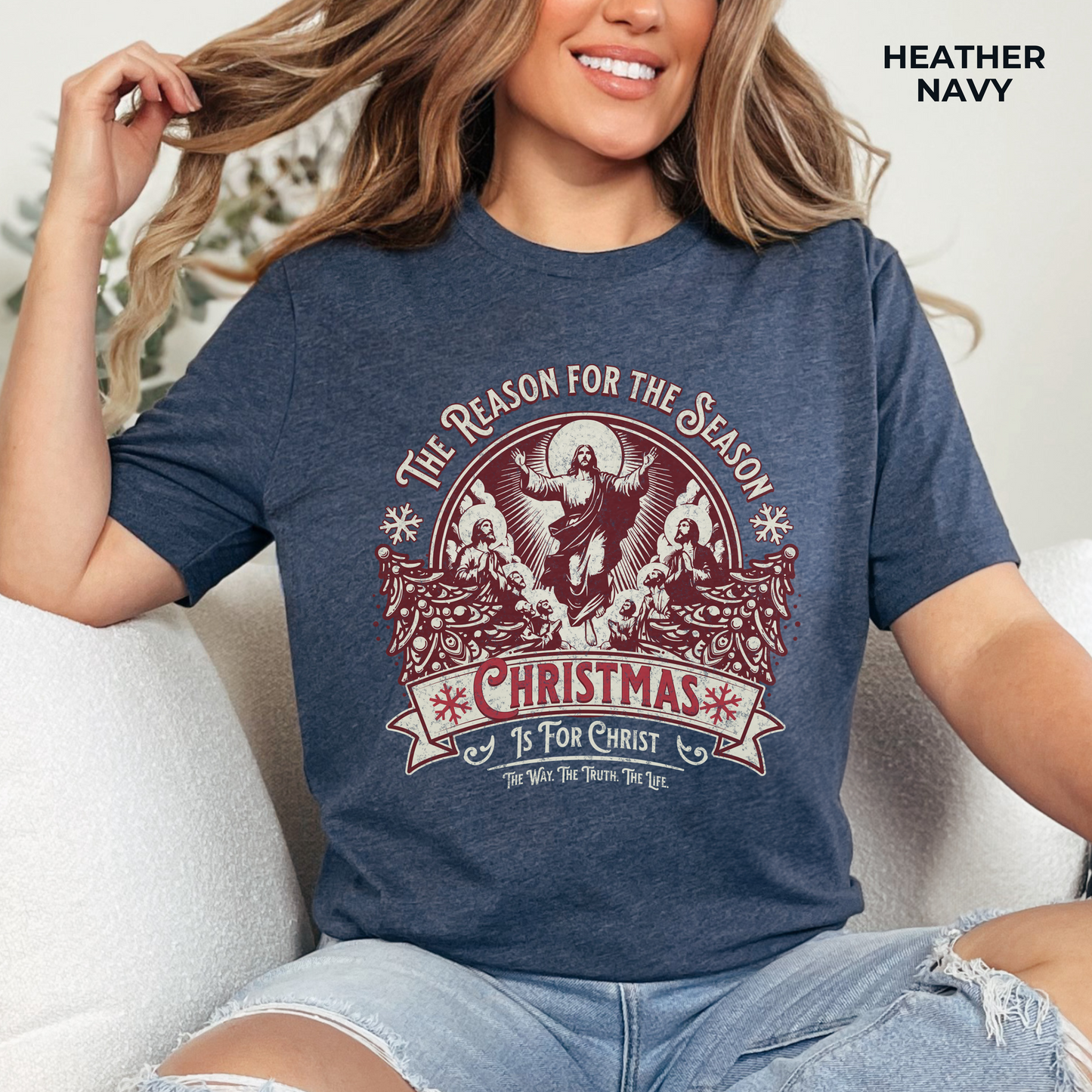 Jesus is the Reason Christmas T-Shirt, Unisex Jersey Crewneck, Christian Christmas Tee, Gift for Church Friend, Christian Christmas Gift, Christian Merch, Religious Apparel