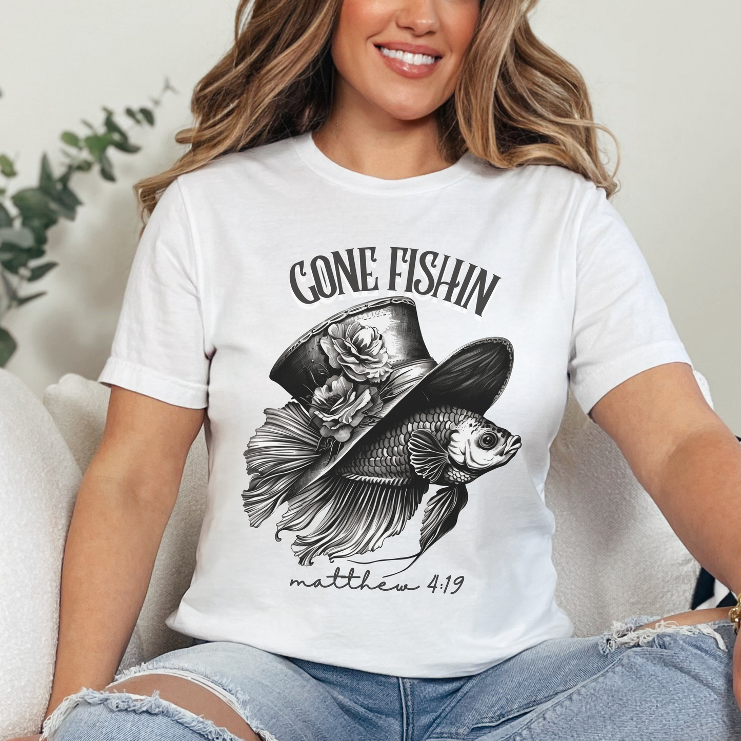Gone Fishin' T-shirt - Unisex Jersey Short Sleeve Tee, Christian Merch, Christian Streetwear, Faith Based Shirt, Christian Apparel, Christian Shirts