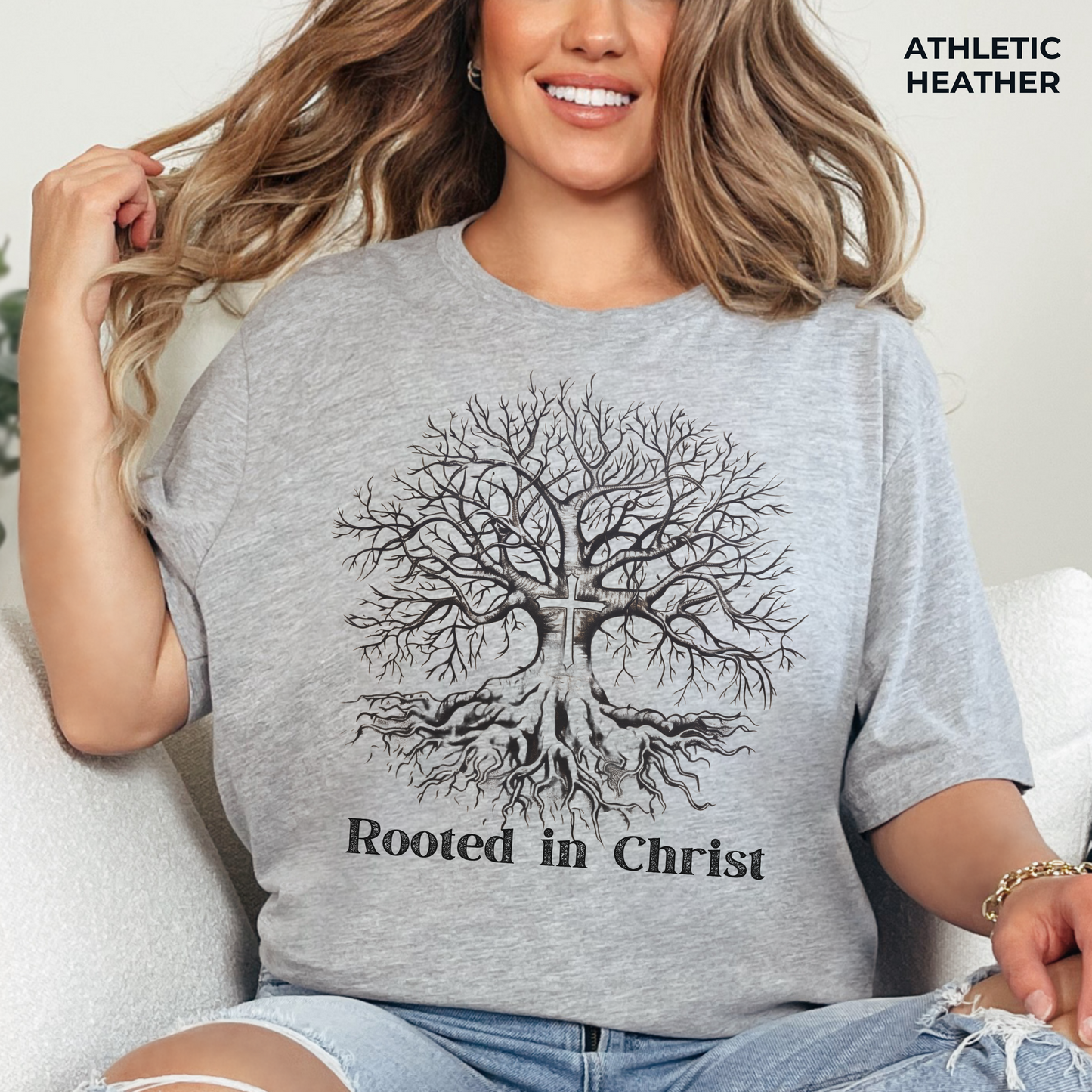 Rooted in Christ Unisex Jersey Short Sleeve Tee, Christian Merch, Jesus Loves You, Faith Based Shirt, Christian Apparel, Jesus Apparel