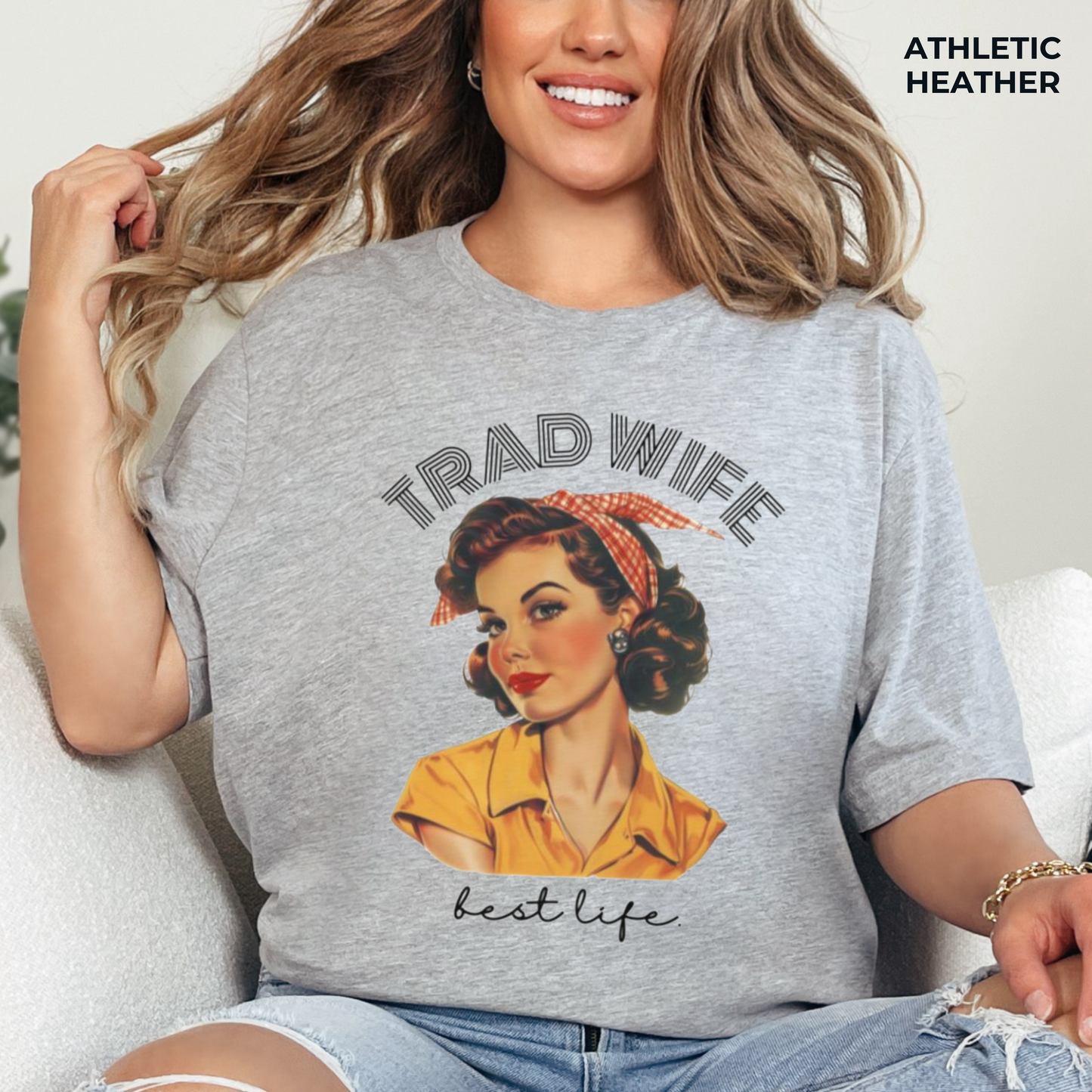 Trad Wife Jersey T-Shirt, Wifey, Traditional Wife Tee, Wifely Gift, Vintage Housewife Shirt, Real Housewife Gift, Wifely Gift, 1950s Housewife