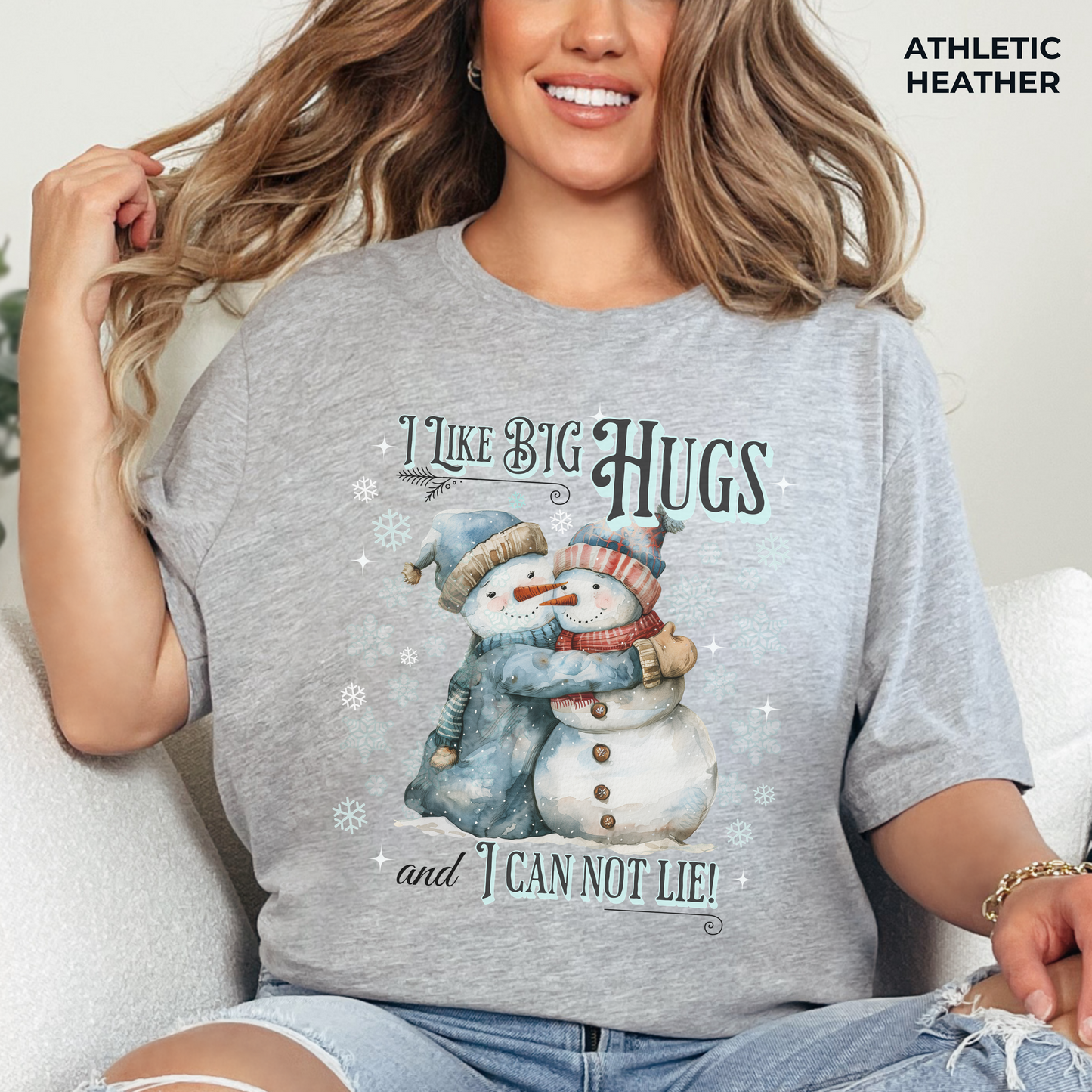 Snowman I Like Big Hugs T-Shirt, Unisex Jersey Short Sleeve Crewneck Tee, Funny Christmas Eve Sweater Gift, Secret Santa, Frosty the Snowman Shirt