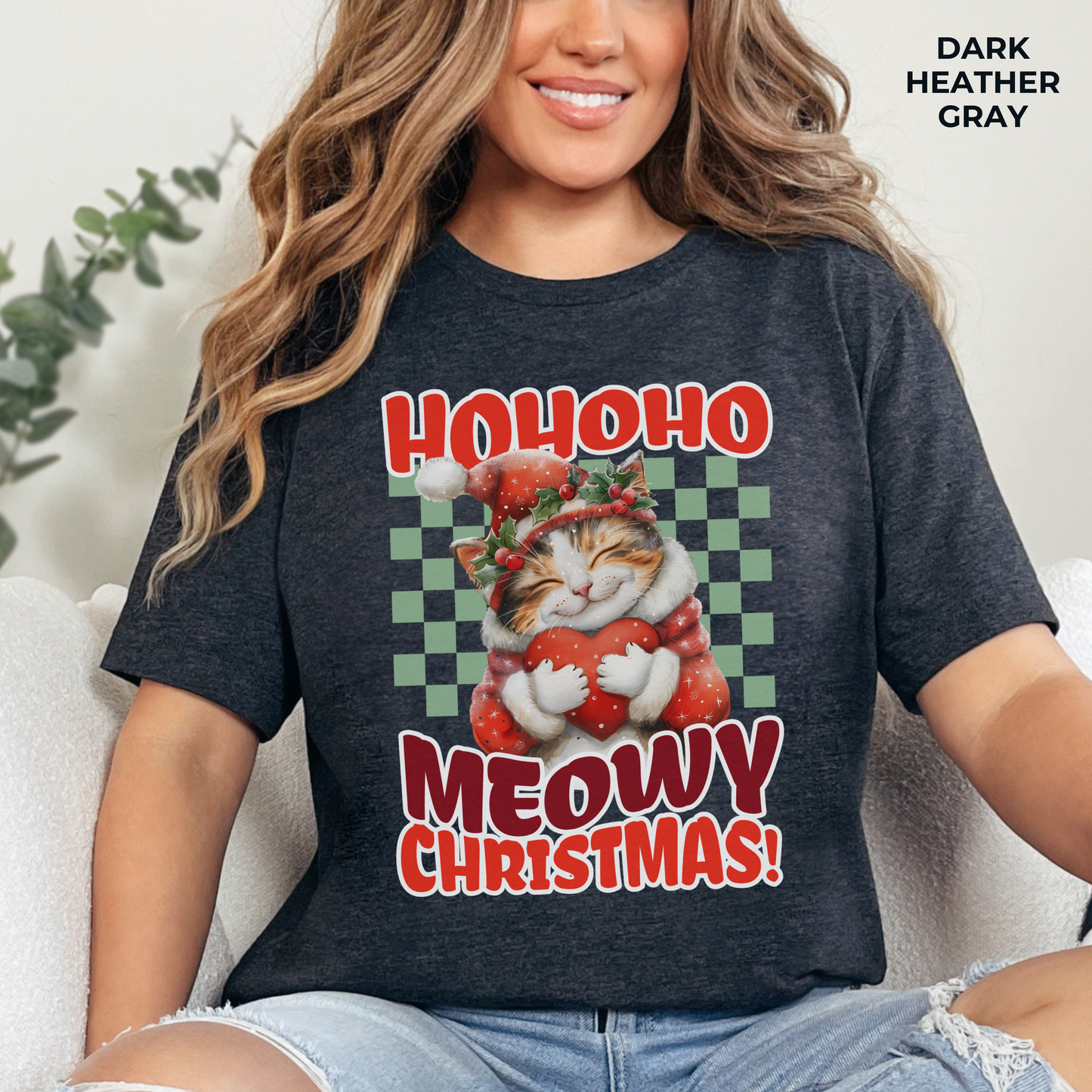 Meowy Christmas Cat Unisex Jersey Short Sleeve Tee, Cat Themed Gifts, Funny Cat Shirt, Calico Cat T-Shirt, Cat Mom Tee, Calico Cat Gifts
