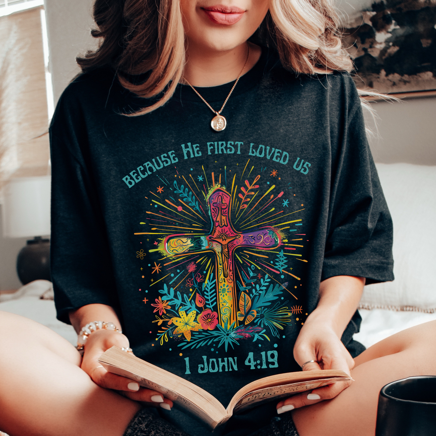 Because He First Loved Us T-shirt - Unisex Jersey Short Sleeve Tee, Christian Merch, Christian Streetwear, Faith Based Shirt, Christian Apparel, Christian Shirts