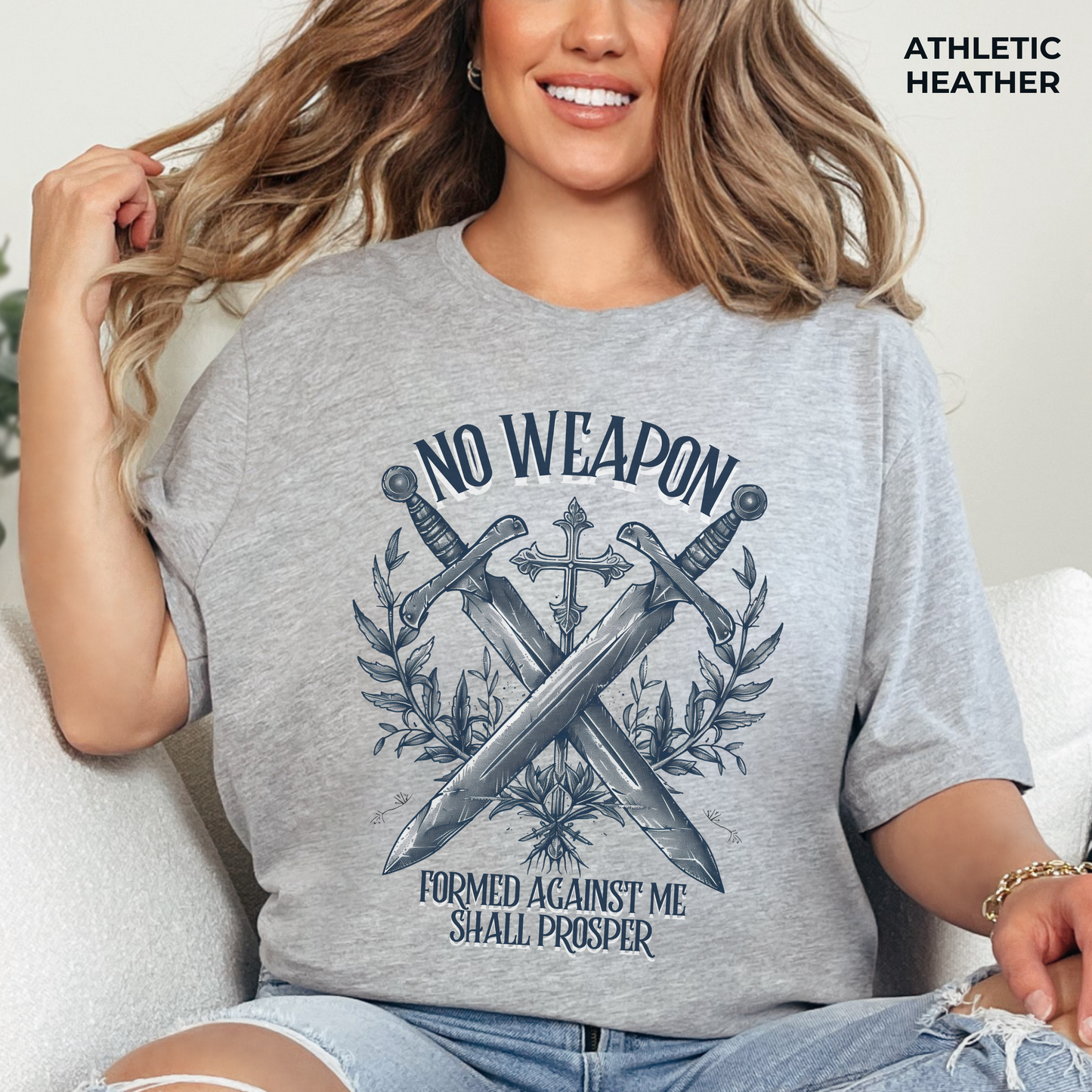 No Weapon Formed Against Me T-shirt - Unisex Jersey Short Sleeve Tee, Christian Merch, Christian Streetwear, Faith Based Shirt, Christian Apparel, Christian Shirts