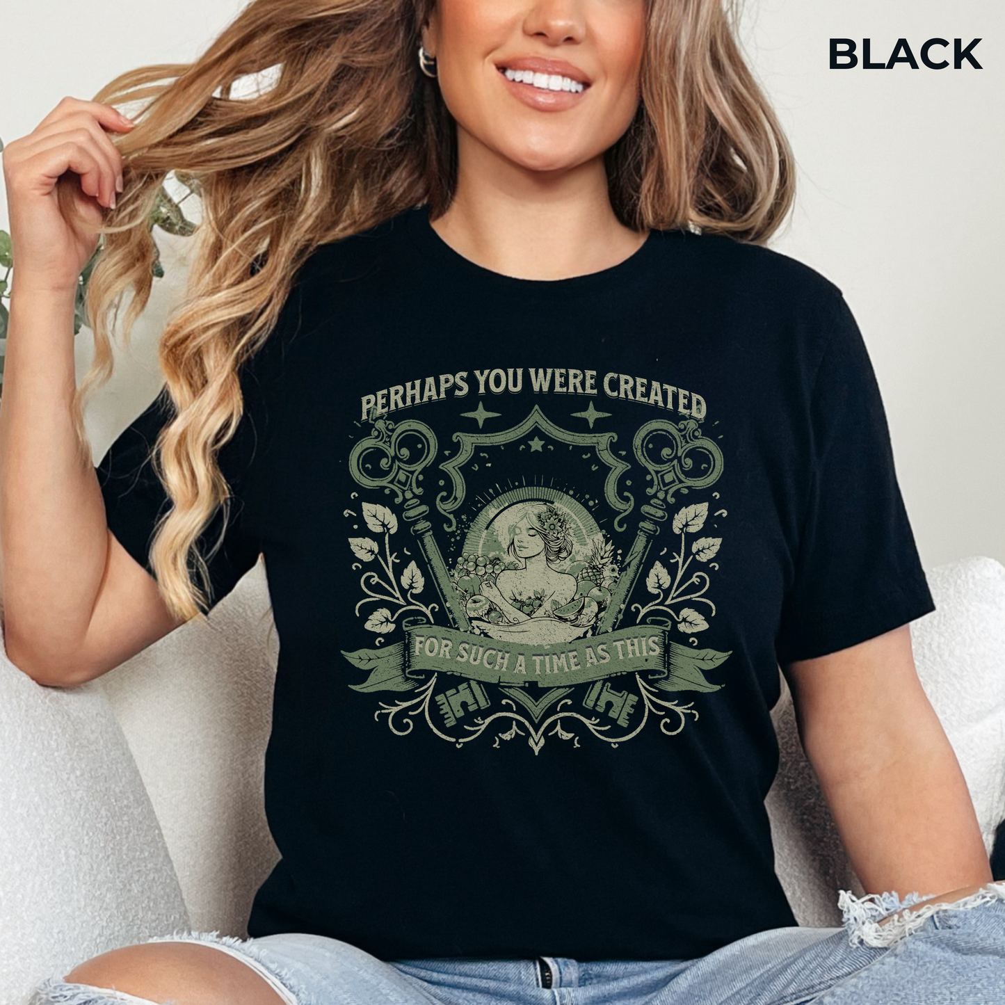 Perhaps you were Created for Such a Time as This Unisex Jersey Short Sleeve Tee, Christian Merch, Jesus Loves You, Faith Based Shirt, Christian Apparel, Jesus Apparel
