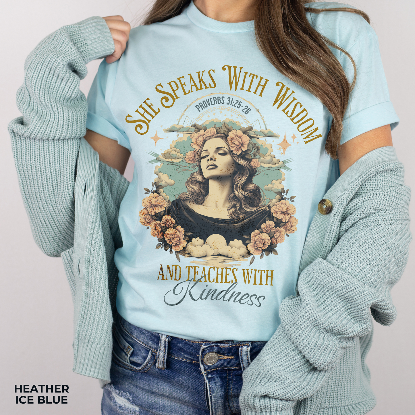 She Speaks with Wisdom T-Shirt - Unisex Jersey Short Sleeve Tee, Christian Merch, Christian Streetwear, Faith Based Shirt