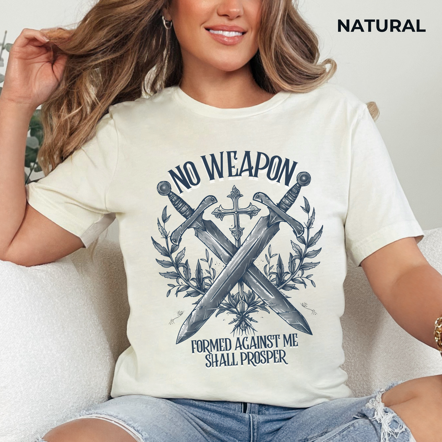 No Weapon Formed Against Me T-shirt - Unisex Jersey Short Sleeve Tee, Christian Merch, Christian Streetwear, Faith Based Shirt, Christian Apparel, Christian Shirts