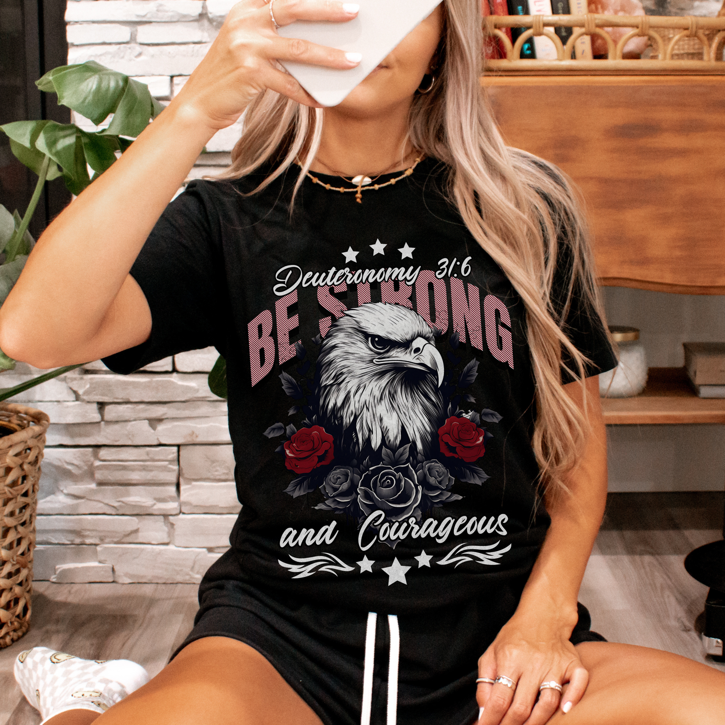 Be Strong and Courageous T-Shirt - Unisex Jersey Short Sleeve Tee, Christian Merch, Christian Streetwear, Faith Based Shirt, Jesus Apparel