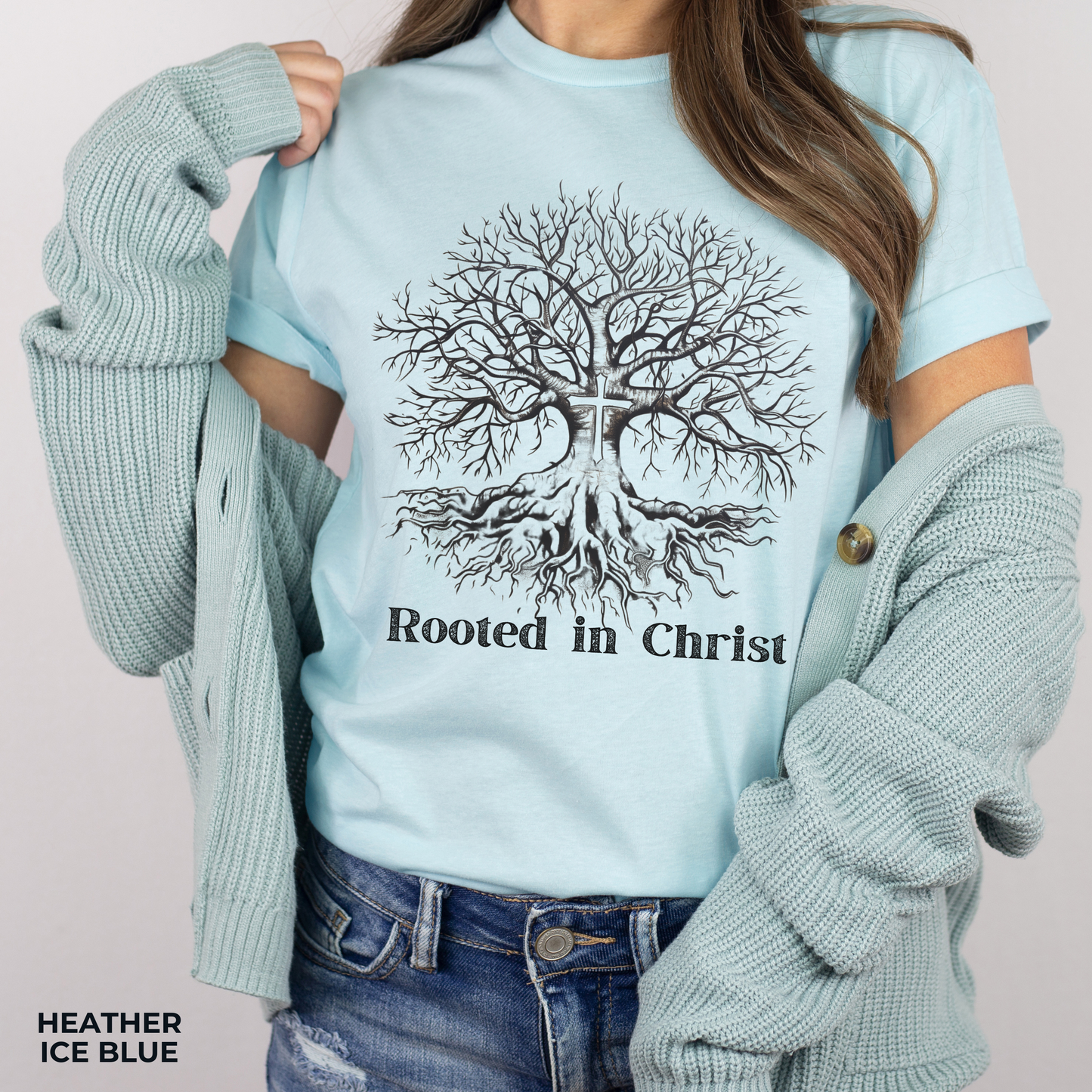 Rooted in Christ Unisex Jersey Short Sleeve Tee, Christian Merch, Jesus Loves You, Faith Based Shirt, Christian Apparel, Jesus Apparel