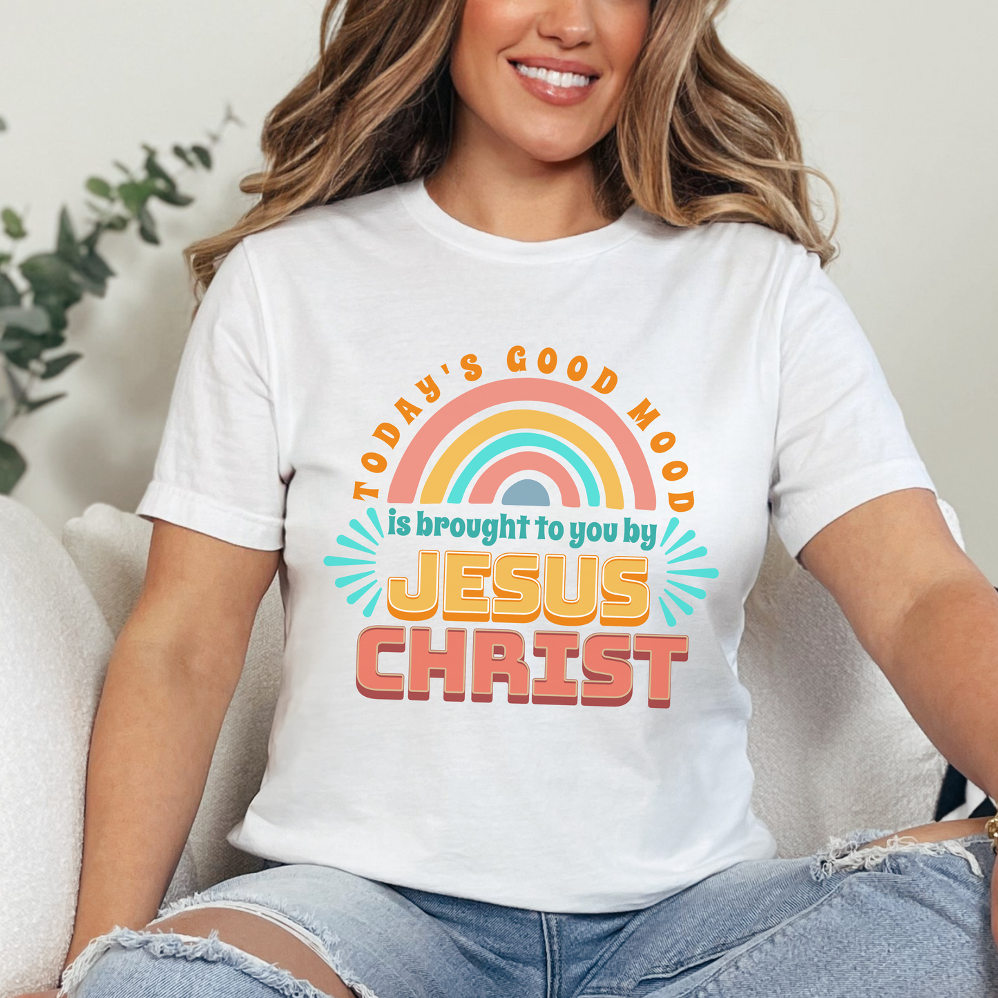 Today's Good Mood is Brought to You by Jesus Christ Unisex Jersey Short Sleeve Tee, Christian Merch, Jesus Loves You, Faith Based Shirt, Christian Apparel, Jesus Apparel