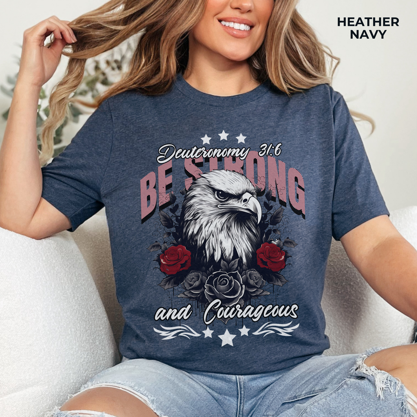 Be Strong and Courageous T-Shirt - Unisex Jersey Short Sleeve Tee, Christian Merch, Christian Streetwear, Faith Based Shirt, Jesus Apparel