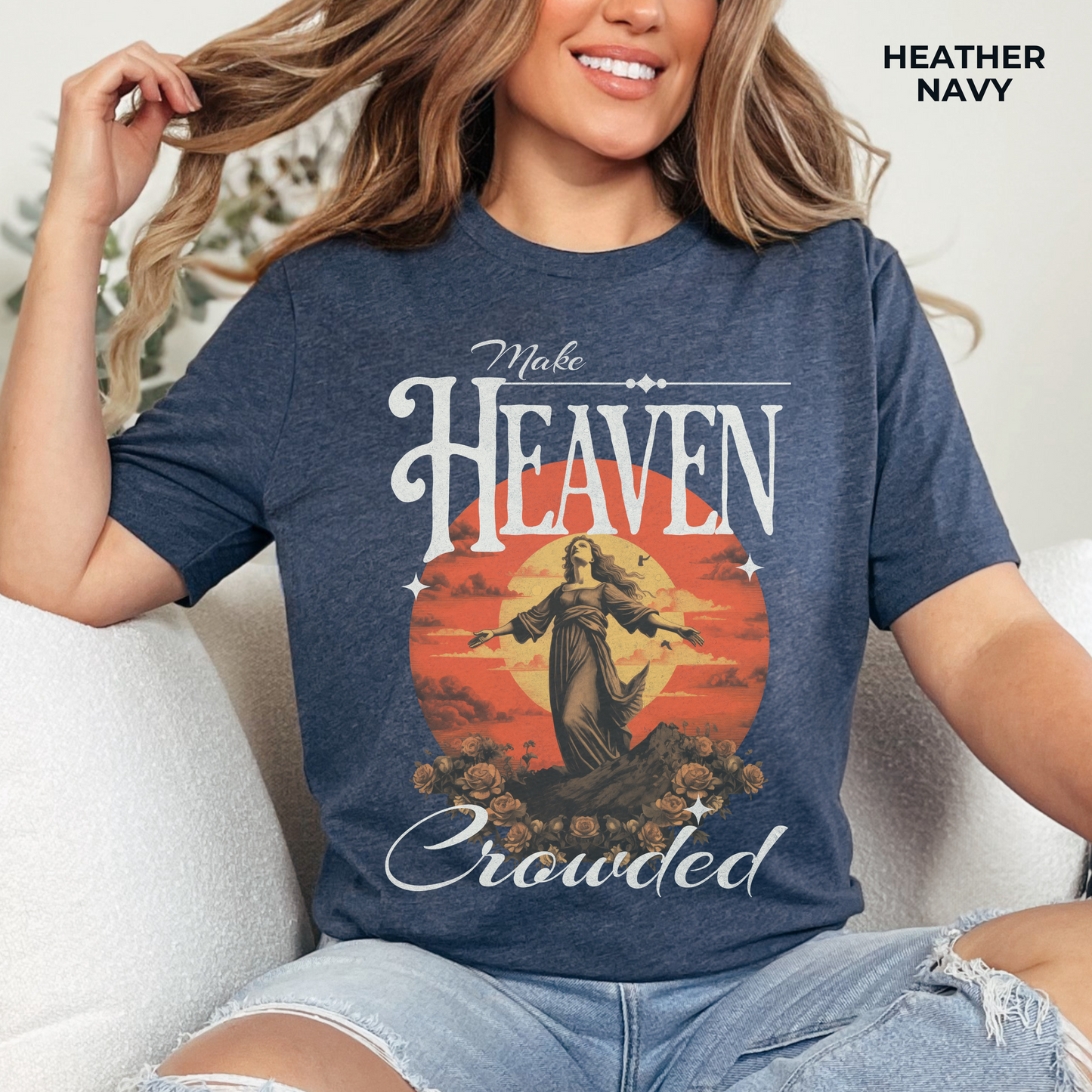 Make Heaven Crowded T-Shirt - Unisex Jersey Short Sleeve Tee, Christian Merch, Christian Streetwear, Faith Based Shirt, Jesus Apparel