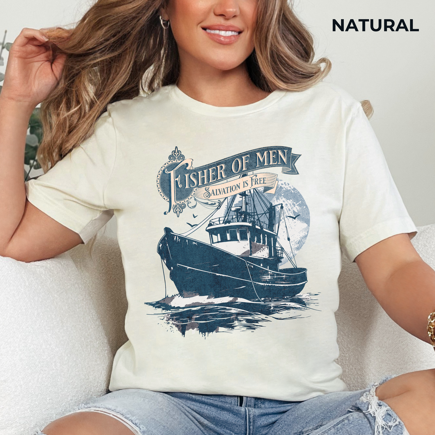 Fisher of Men Unisex Jersey Short Sleeve Tee, Christian Merch, Jesus Loves You, Faith Based Shirt, Christian Apparel, Jesus Apparel