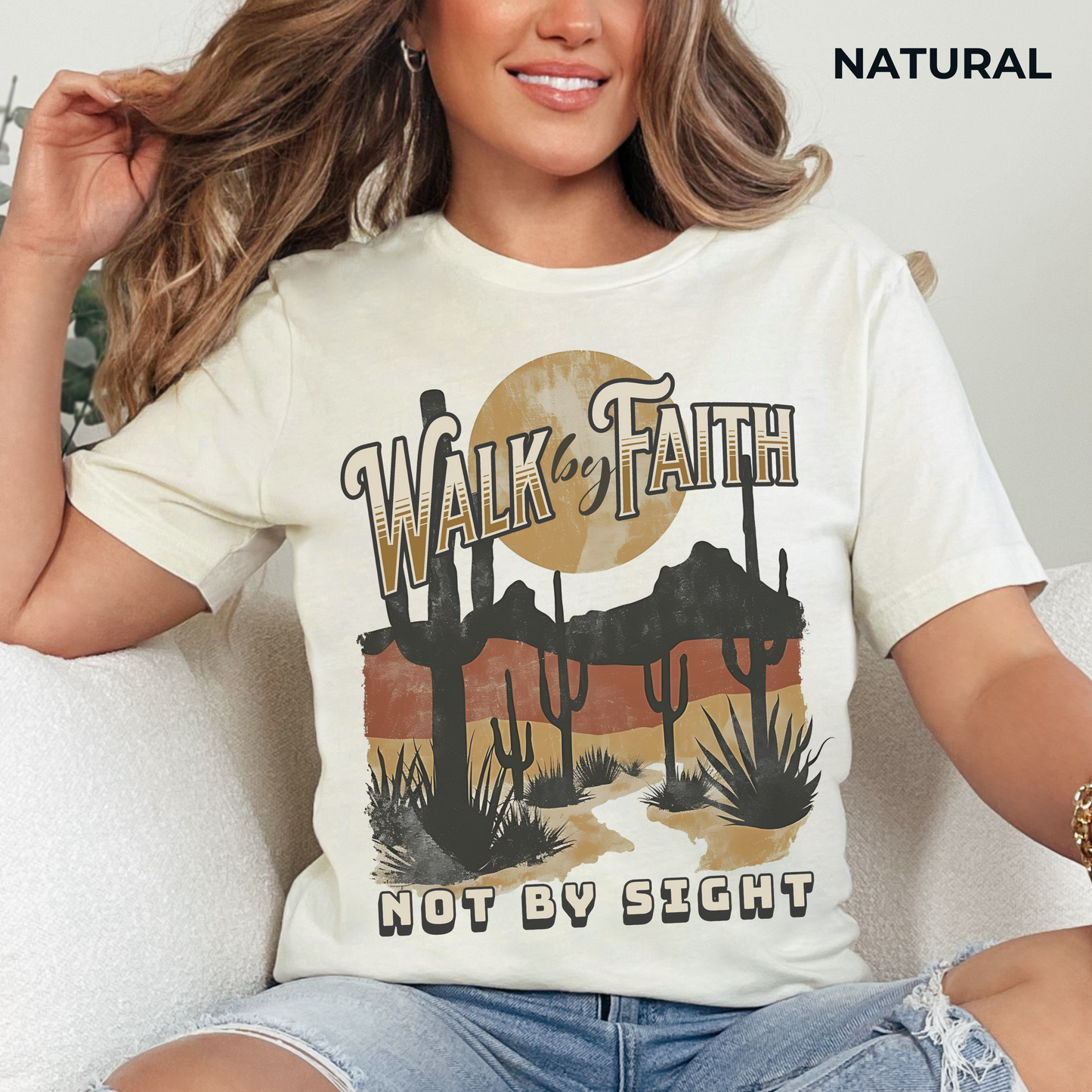 Walk by Faith T-Shirt - Unisex Jersey Short Sleeve Tee, Christian Merch, Christian Streetwear, Faith Based Shirt, Jesus Apparel