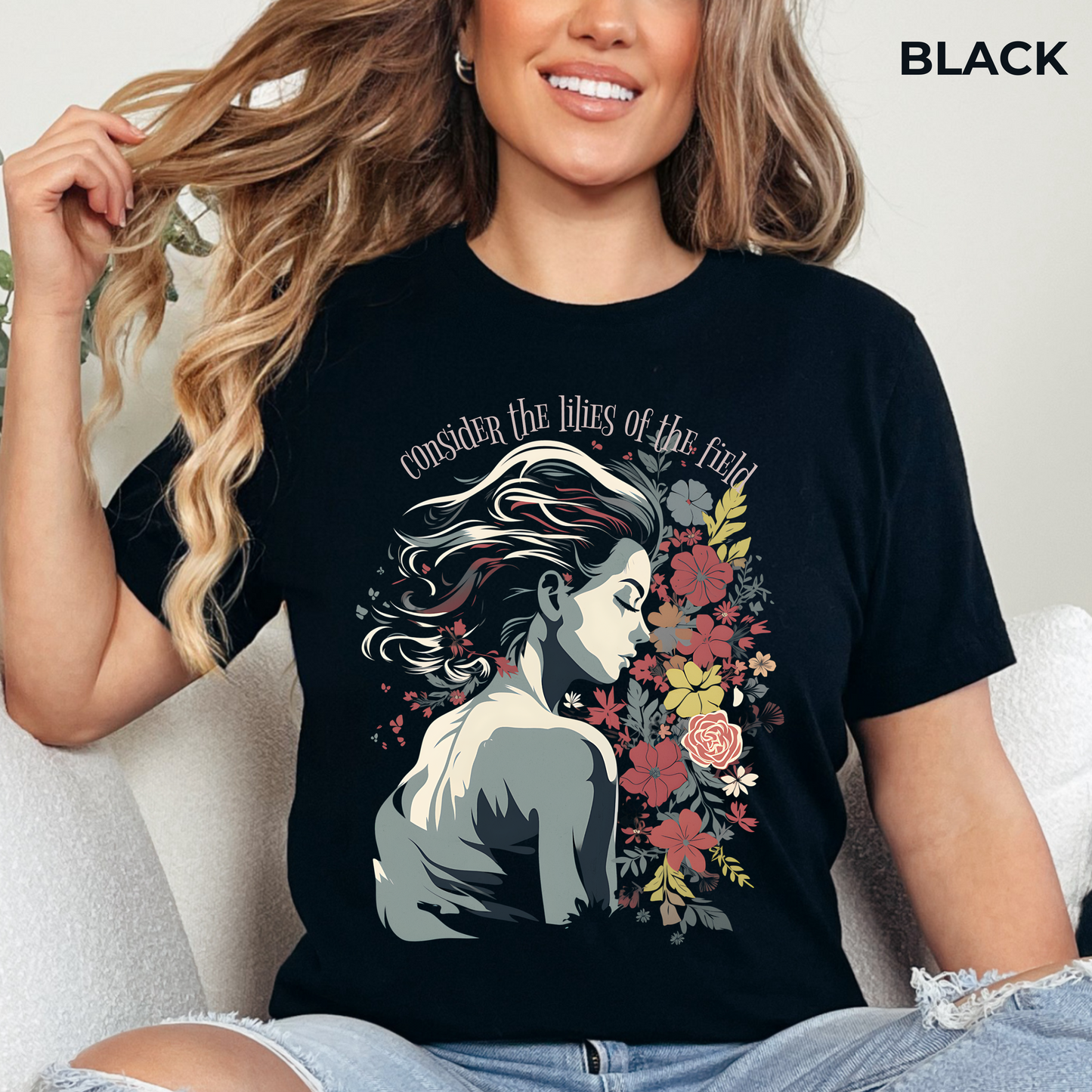 Consider the Lilies of the Field T-shirt - Unisex Jersey Short Sleeve Tee, Christian Merch, Christian Streetwear, Faith Based Shirt, Christian Apparel, Christian Shirts