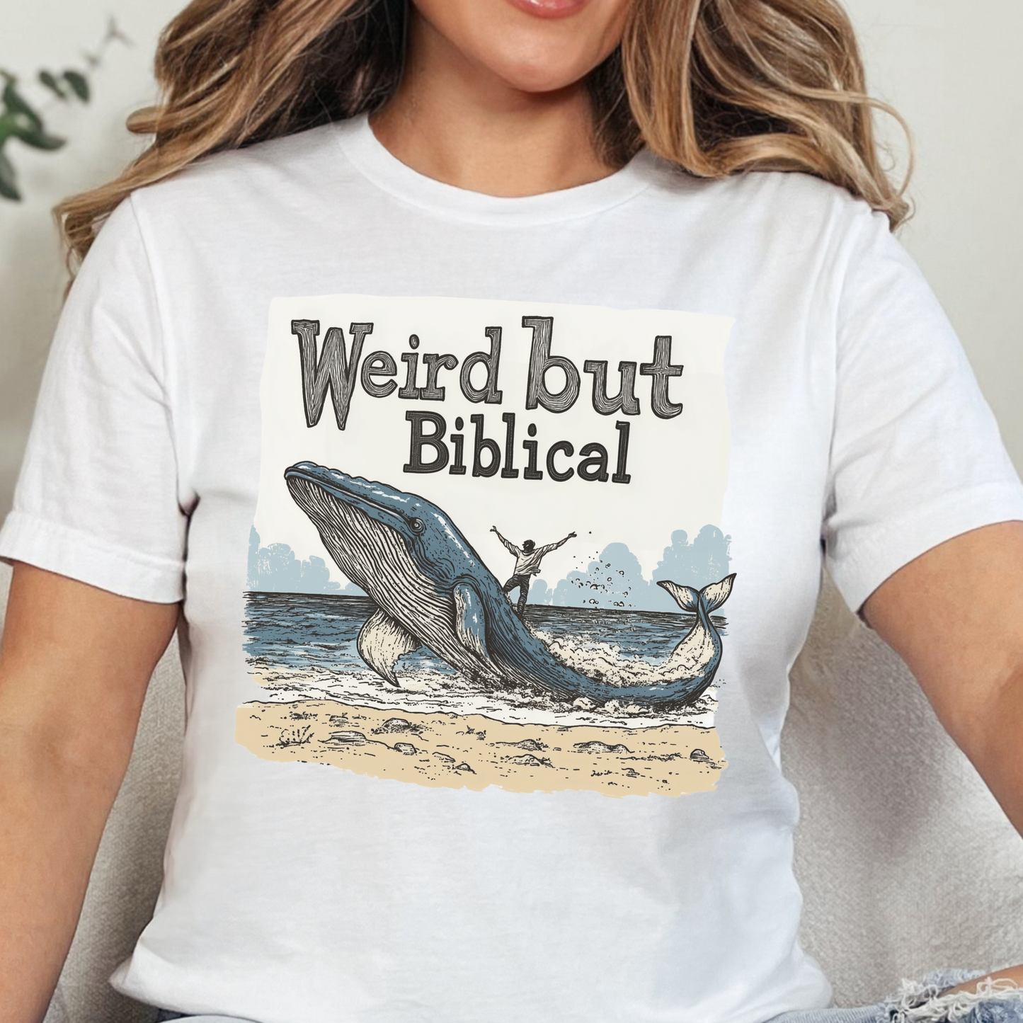 Weird but Biblical Tee, Faith Based Shirt, Unisex Christian T-Shirt, Funny Jesus Apparel, Baptism Gifts, Jonah & the Whale, Gift for Pastor or Church Friend