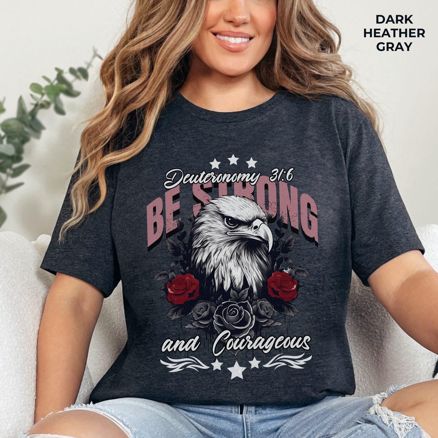 Be Strong and Courageous T-Shirt - Unisex Jersey Short Sleeve Tee, Christian Merch, Christian Streetwear, Faith Based Shirt, Jesus Apparel
