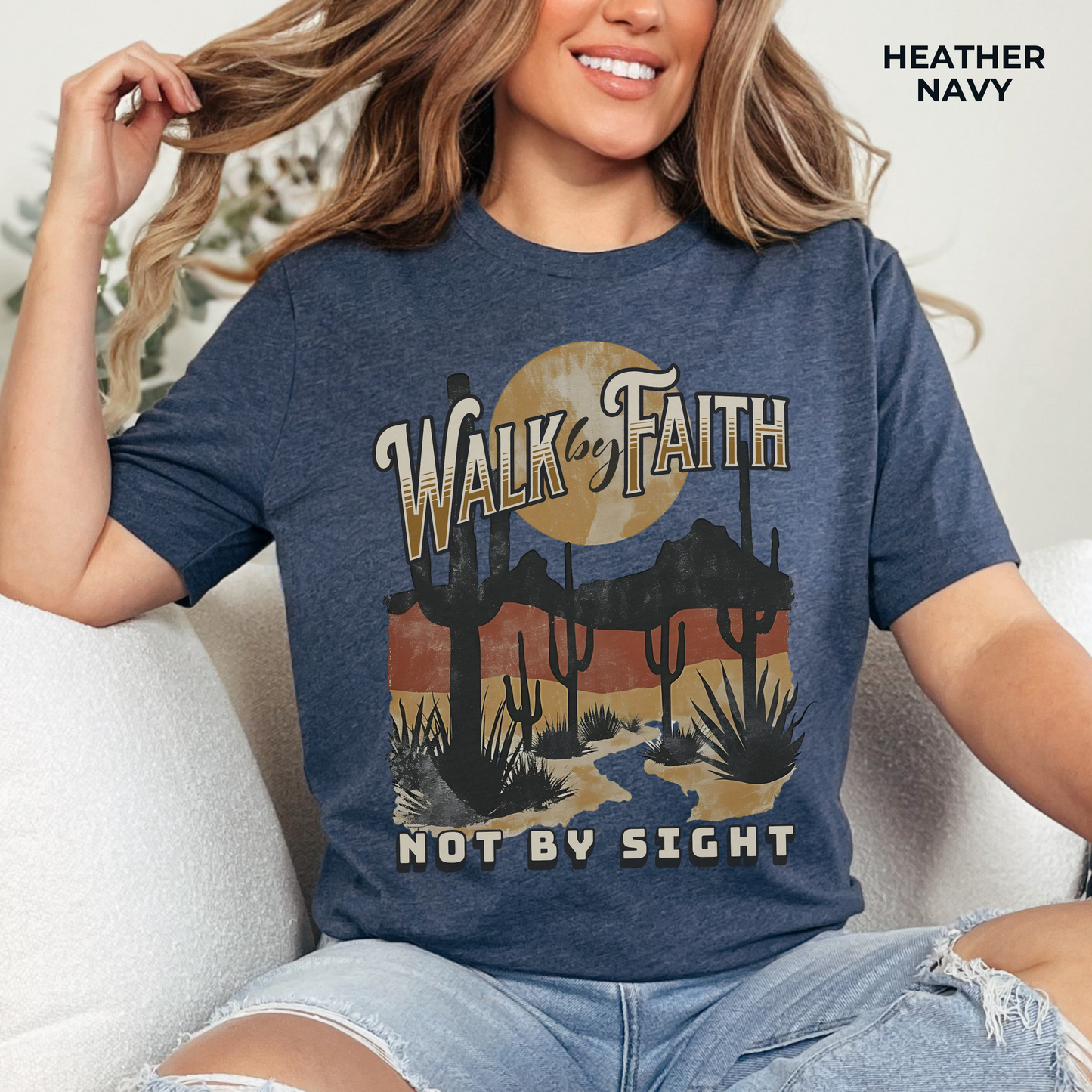 Walk by Faith T-Shirt - Unisex Jersey Short Sleeve Tee, Christian Merch, Christian Streetwear, Faith Based Shirt, Jesus Apparel