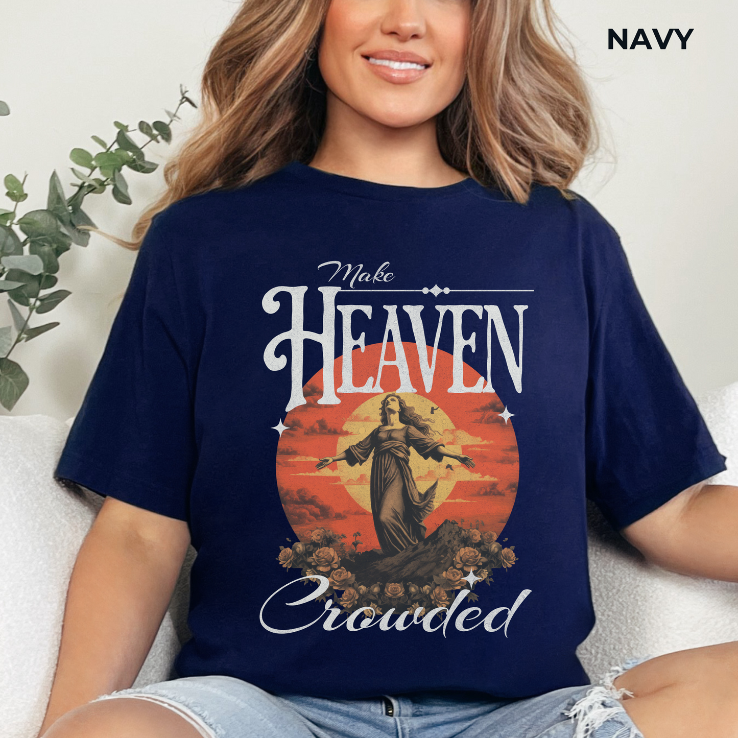 Make Heaven Crowded T-Shirt - Unisex Jersey Short Sleeve Tee, Christian Merch, Christian Streetwear, Faith Based Shirt, Jesus Apparel
