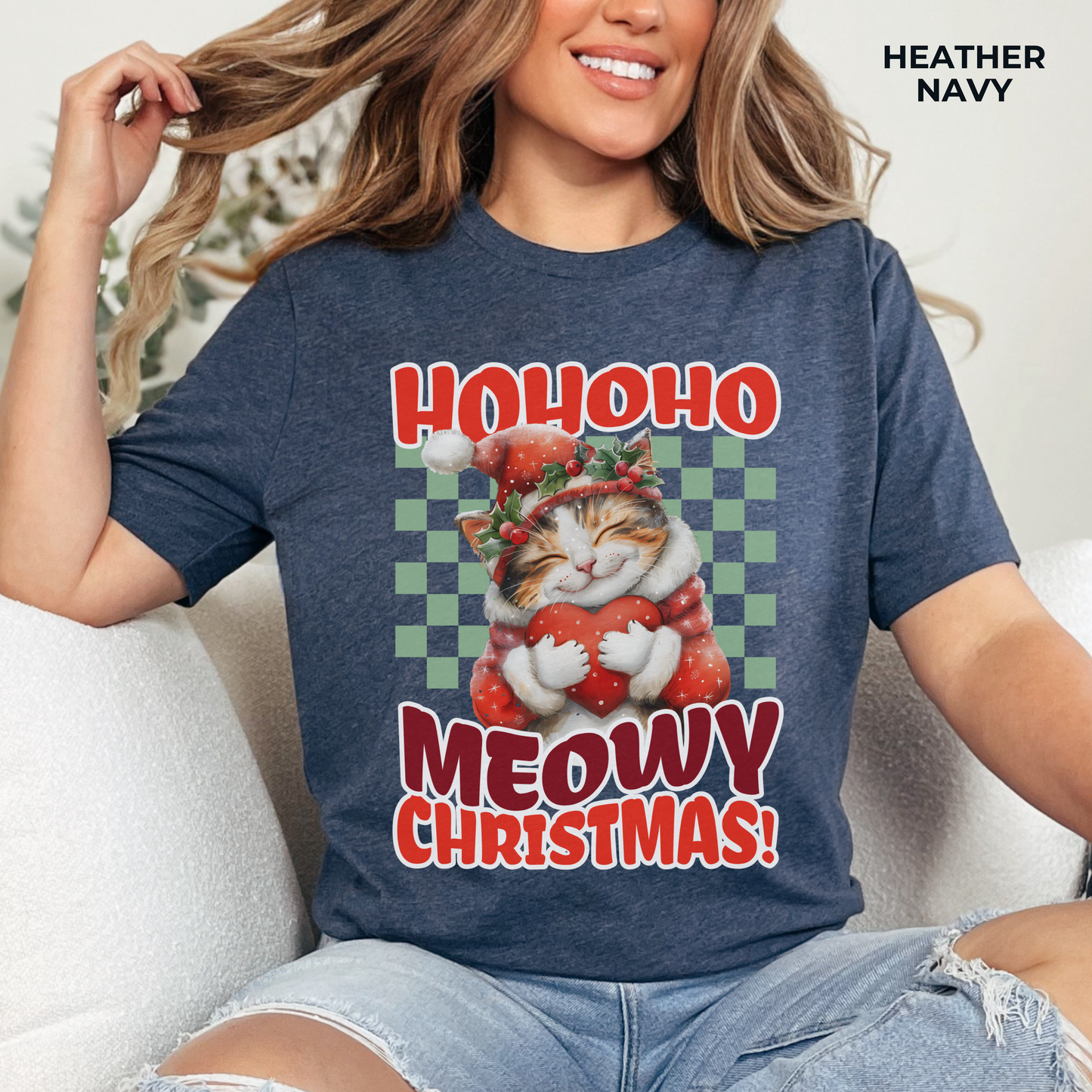 Meowy Christmas Cat Unisex Jersey Short Sleeve Tee, Cat Themed Gifts, Funny Cat Shirt, Calico Cat T-Shirt, Cat Mom Tee, Calico Cat Gifts