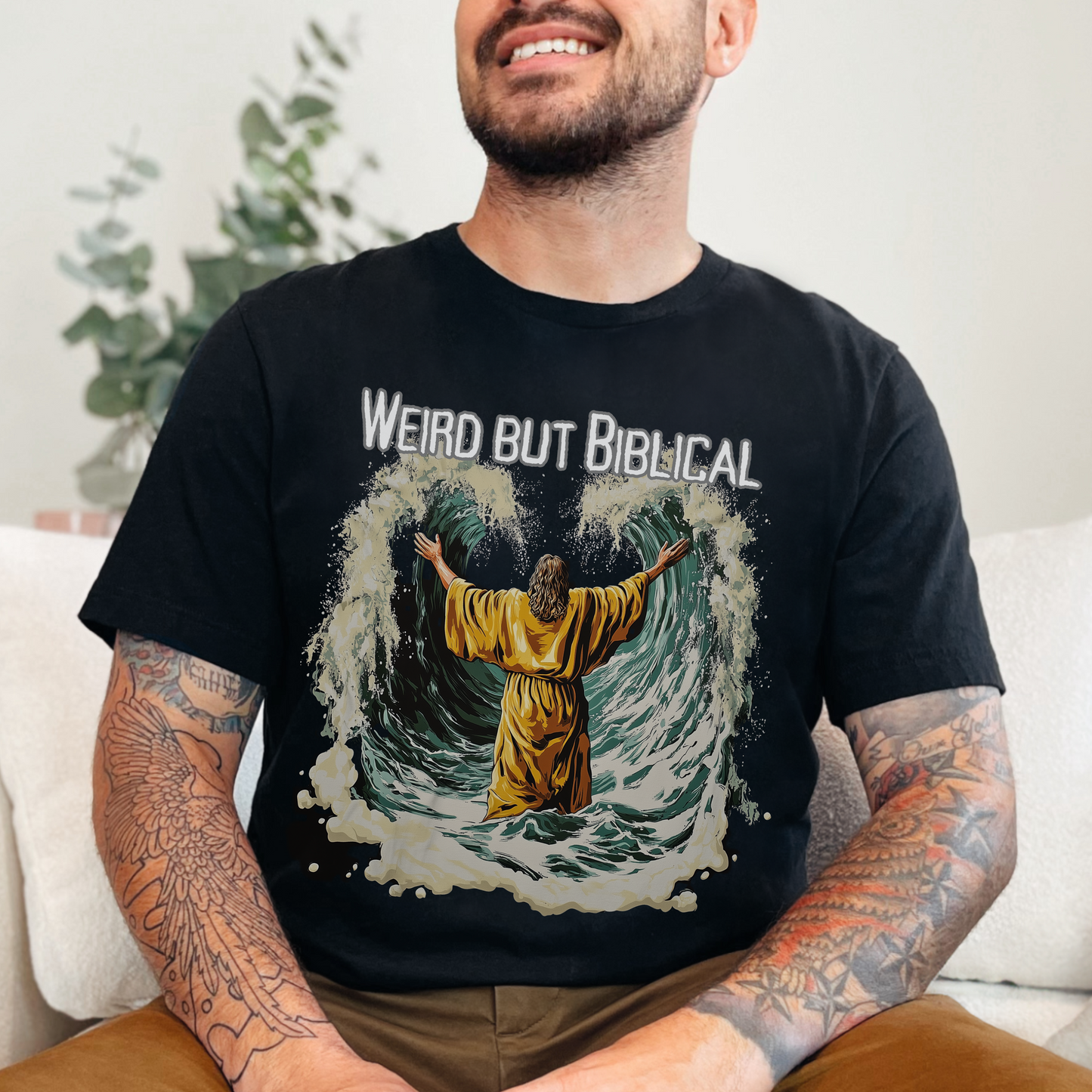Weird but Biblical Tee, Faith Based Shirt, Unisex Christian T-Shirt, Funny Jesus Apparel, Baptism Gifts, Gift for Pastor or Church Friend