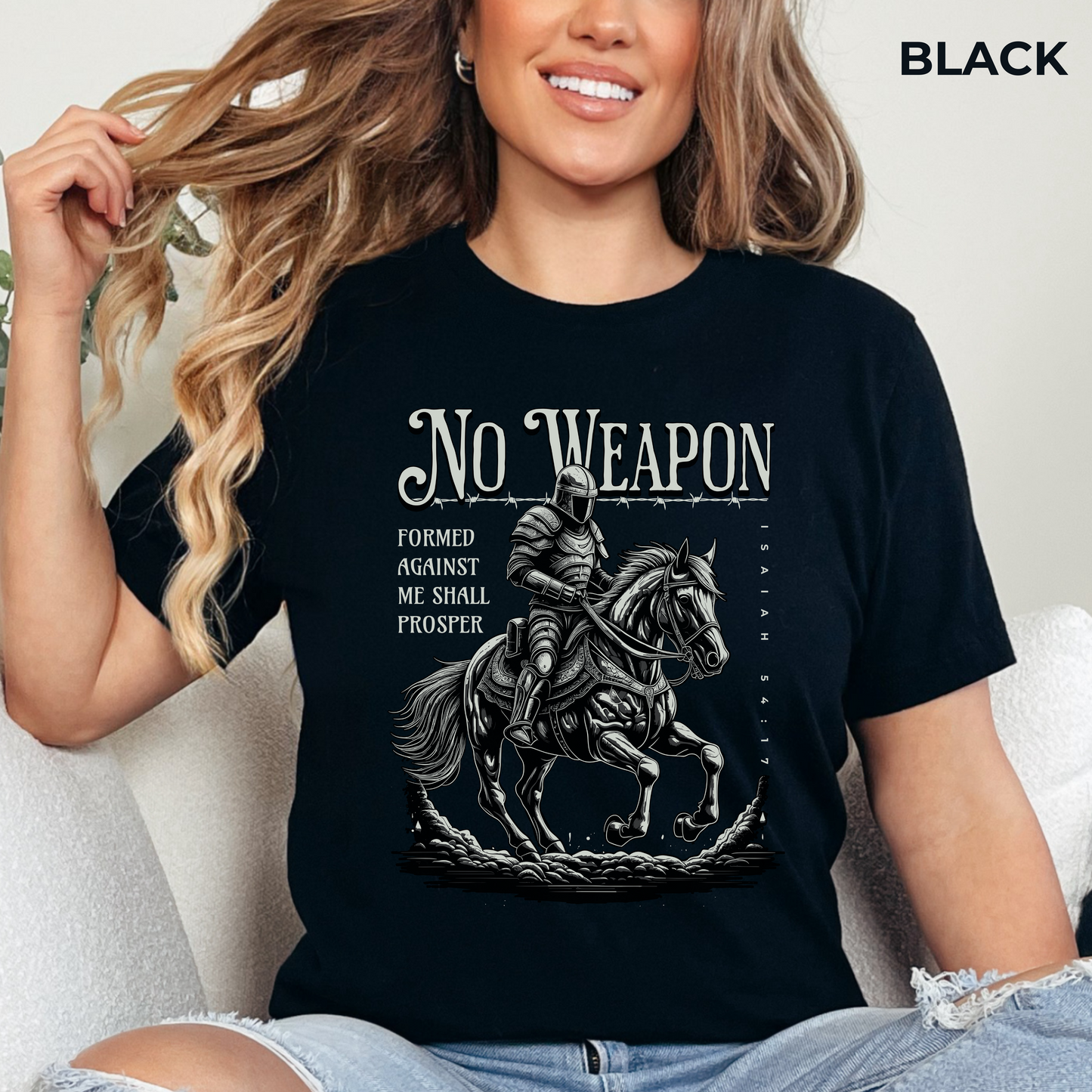 No Weapon Formed Against Me Shall Prosper Unisex Jersey Short Sleeve Tee, Christian Merch, Jesus Loves You, Faith Based Shirt, Christian Apparel, Jesus Apparel