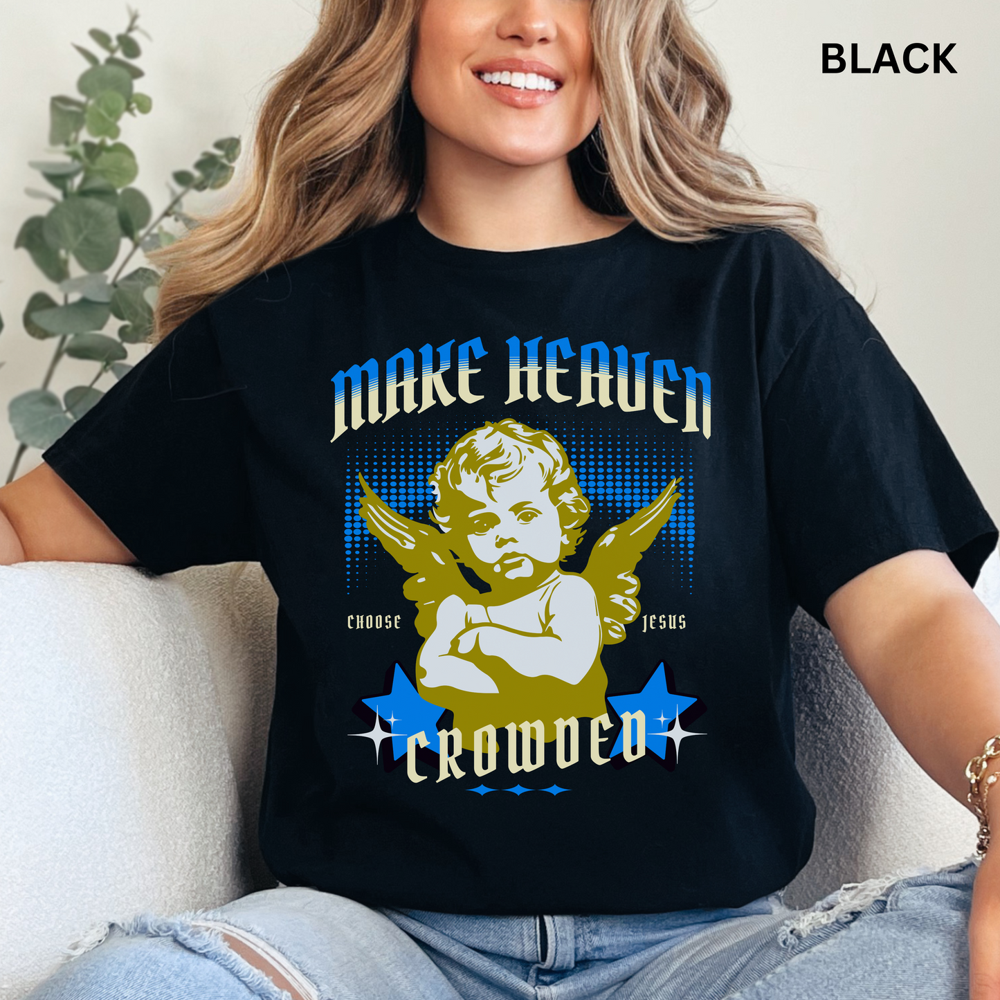 Make Heaven Crowded Unisex Softstyle T-Shirt - Christian Streetwear, Jesus Apparel, Religious Clothing, Spiritual Merch, Faith Based Shirt